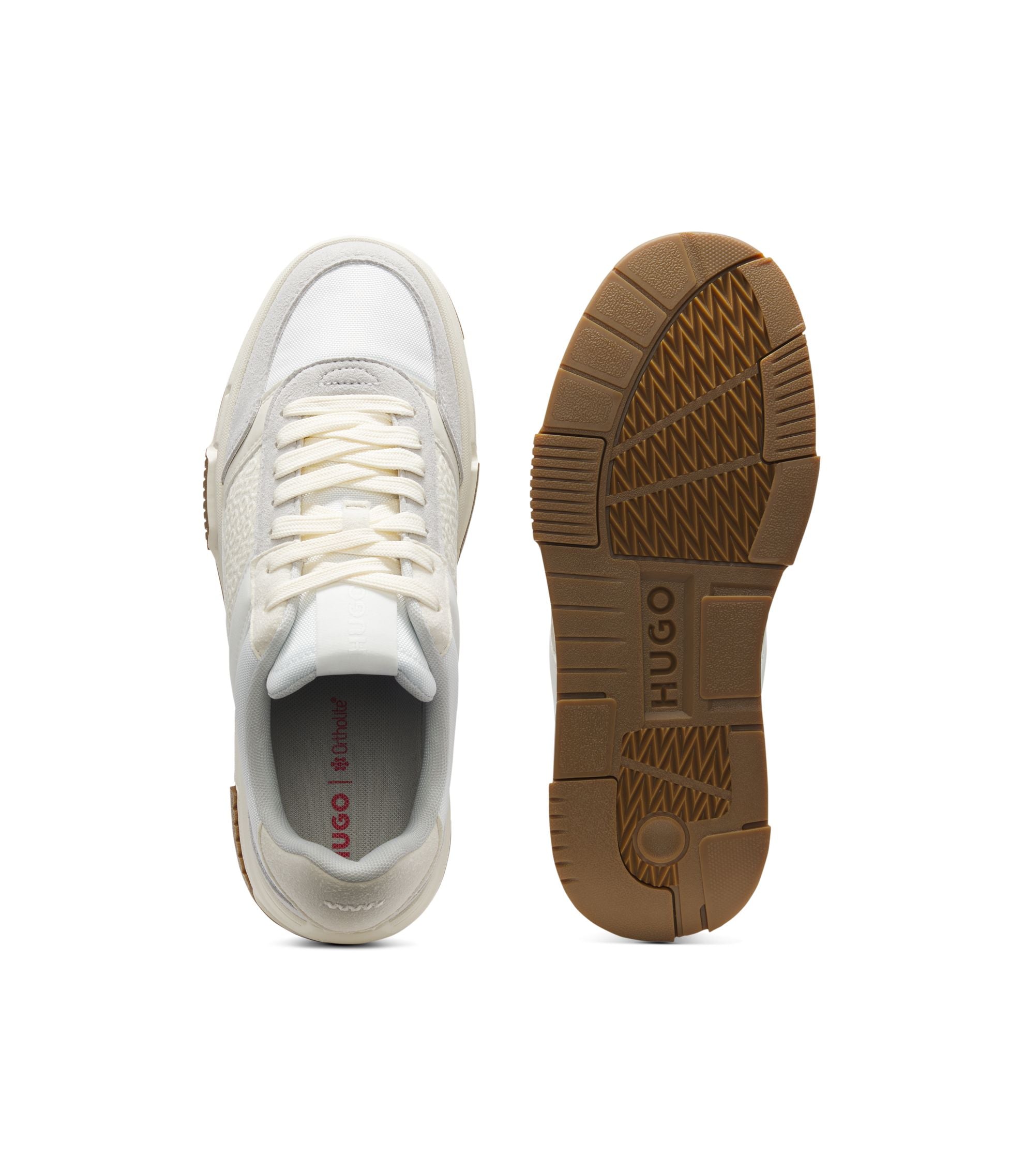 Hugo Lace Up Trainers With Monogram Detailing White White