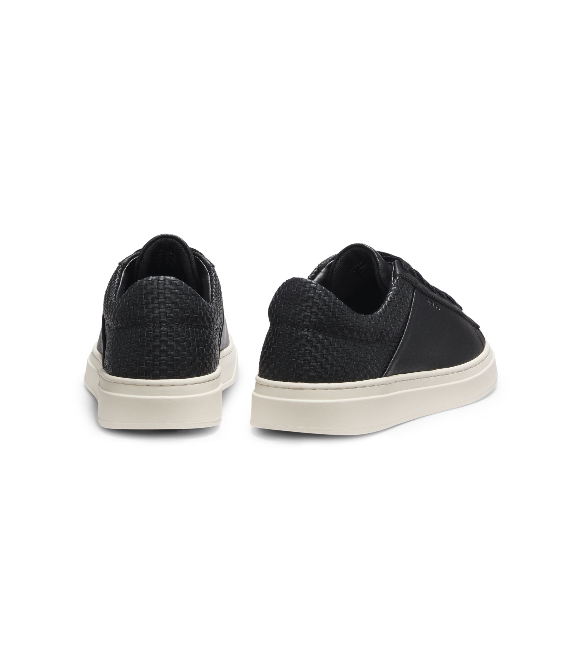 Boss Low Top Trainers With Woven And Grained Effects Black Black