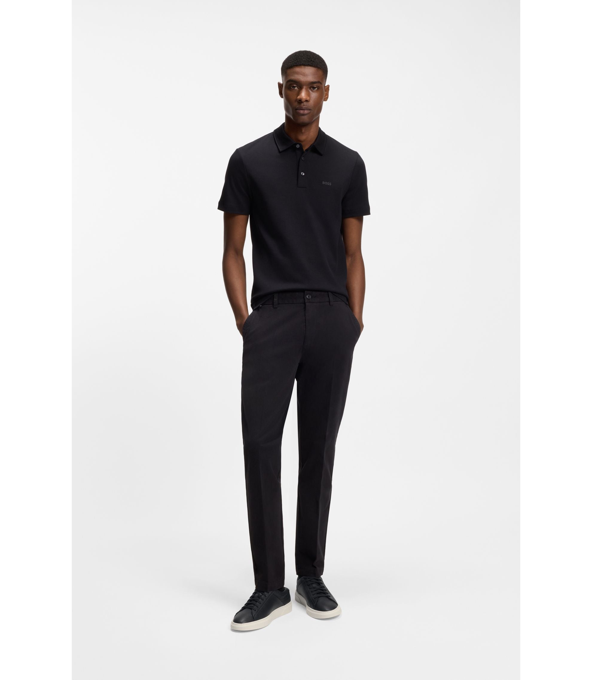 Boss Low Top Trainers With Woven And Grained Effects Black Black
