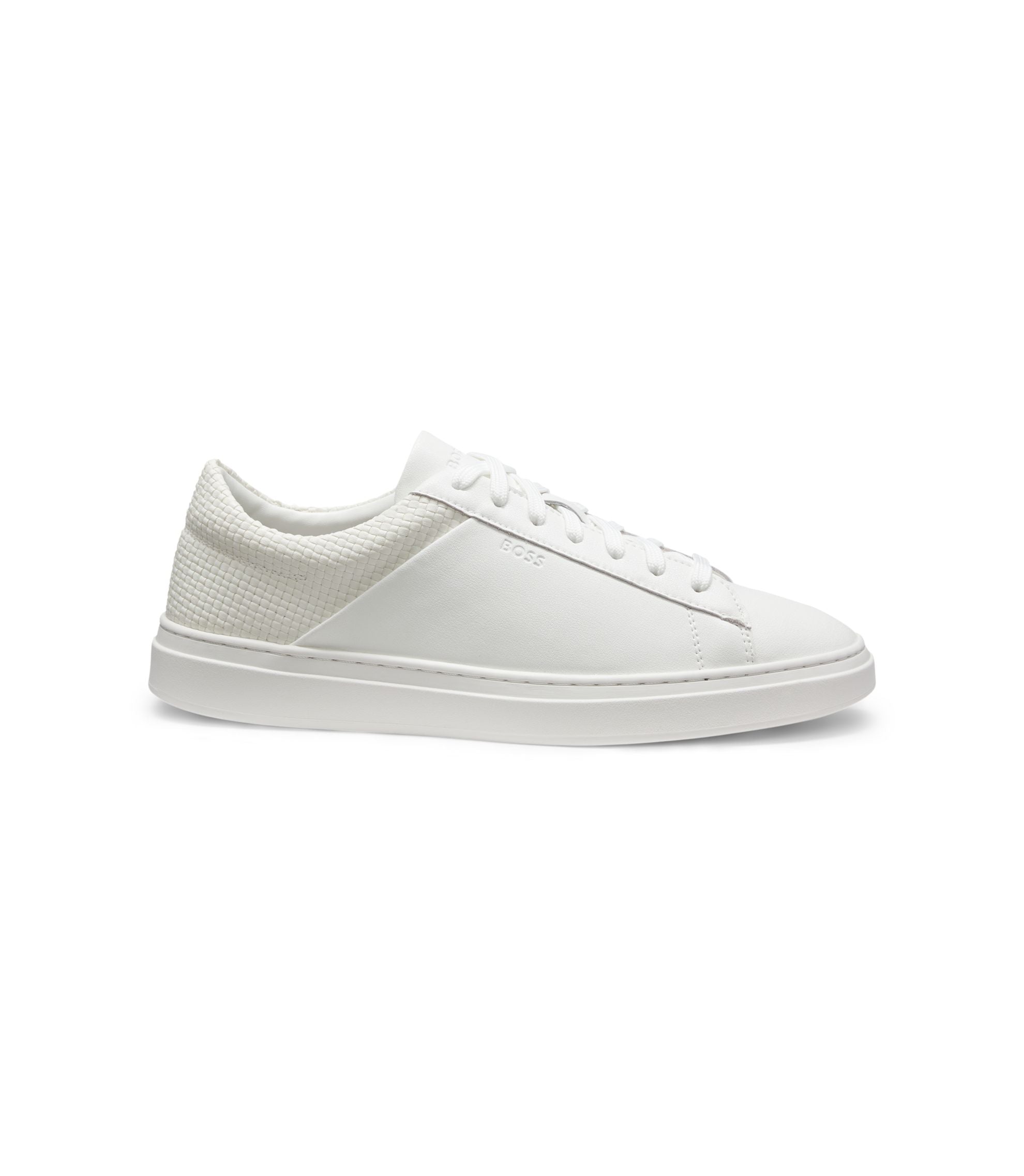 Boss Low Top Trainers With Woven And Grained Effects White White