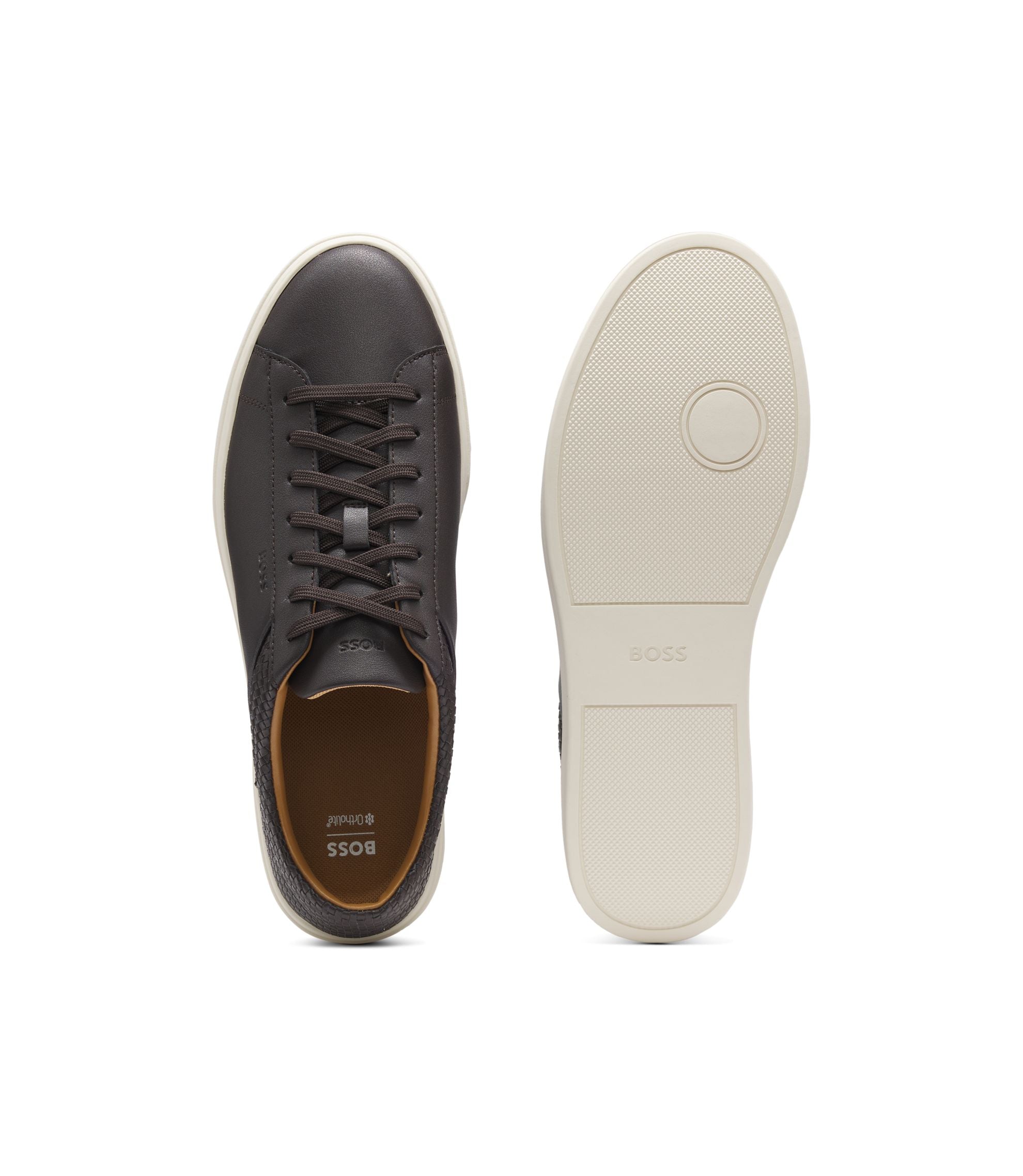 Boss Low Top Trainers With Woven And Grained Effects Dark Brown Dark Brown