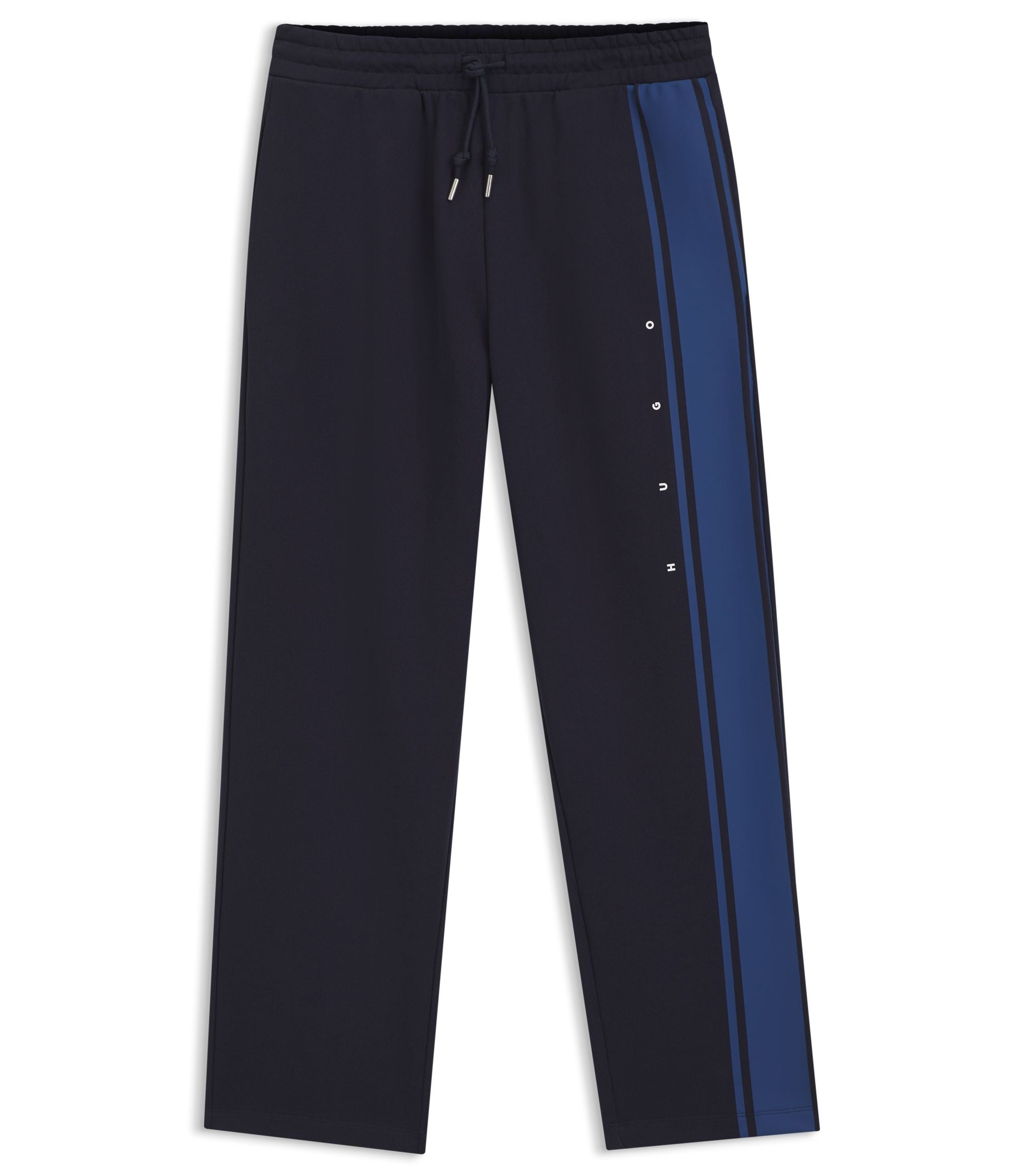Hugo Relaxed Fit Sweatpants In Cotton With Side Stripe Dark Blue