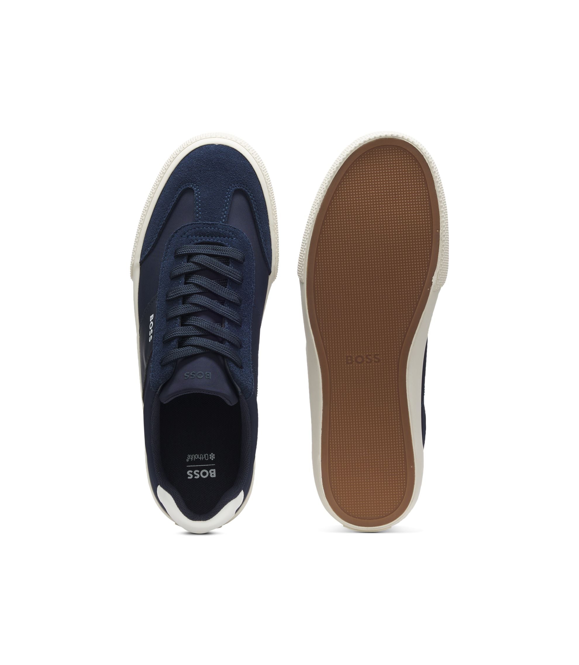 Boss Low Top Trainers With Suede Trims Dark Blue Dark Blue