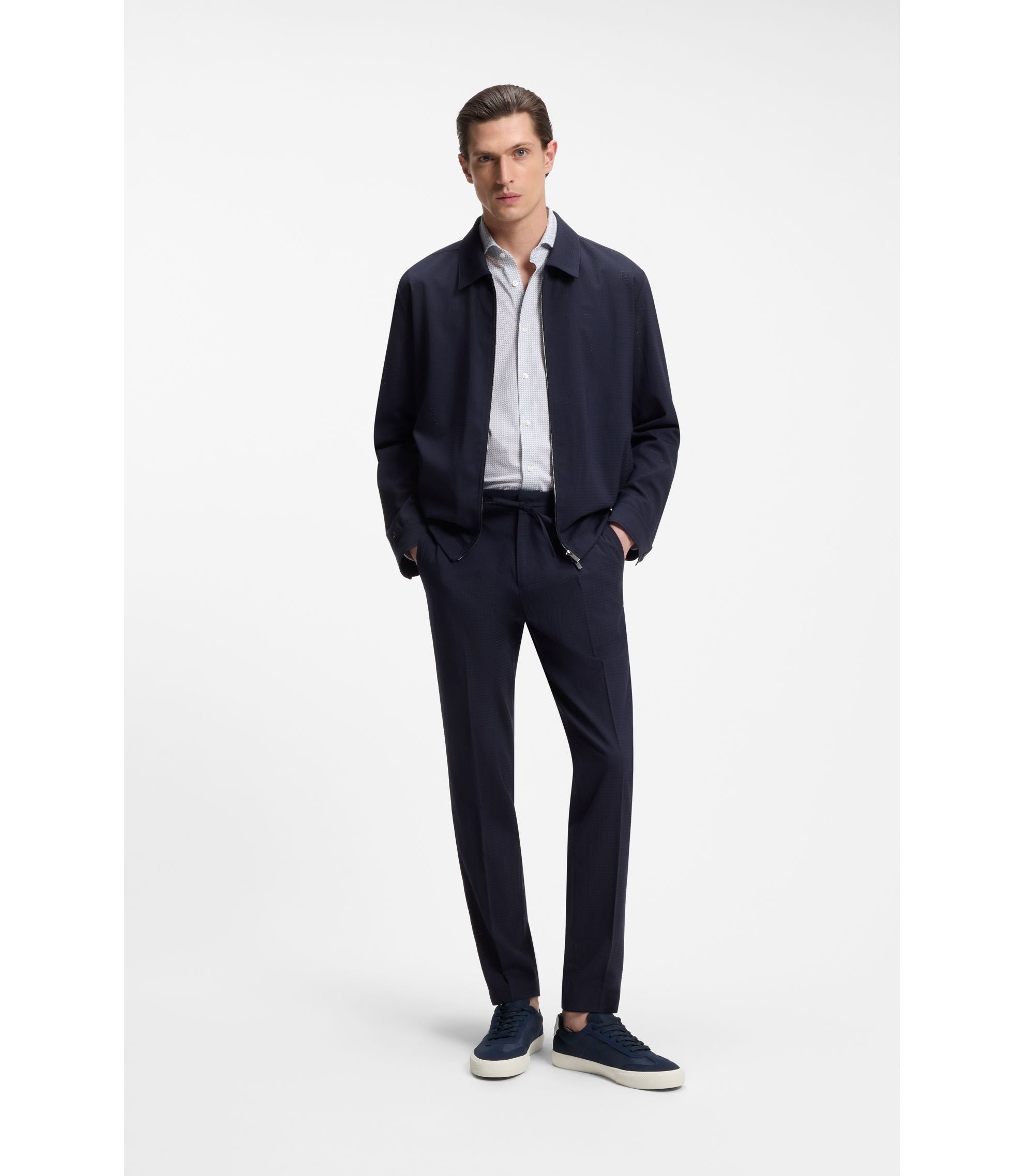 Boss Low Top Trainers With Suede Trims Dark Blue Dark Blue