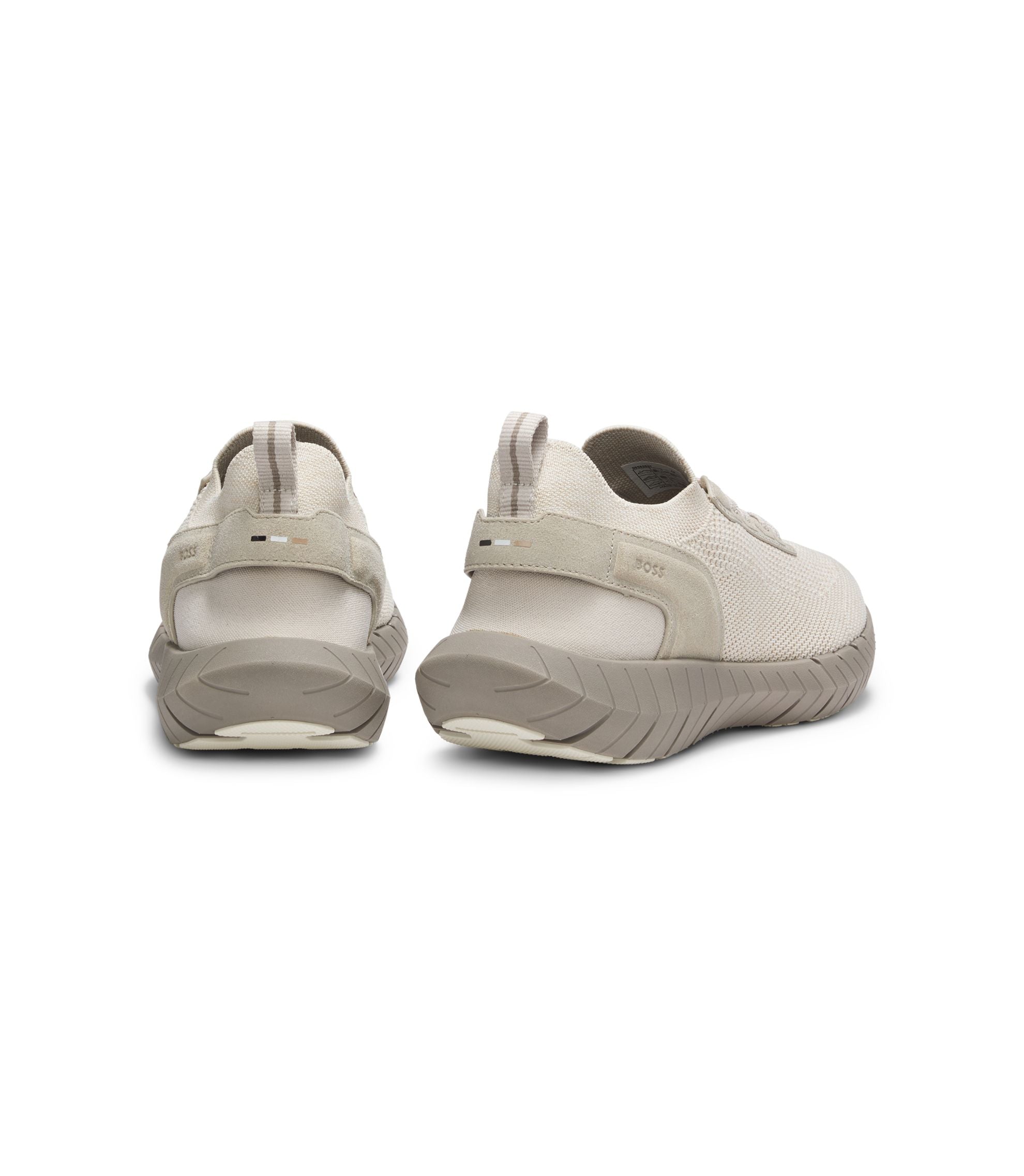Boss Motion Sneakers With Knitted Uppers And Leather Trims Light Beige Light Beige