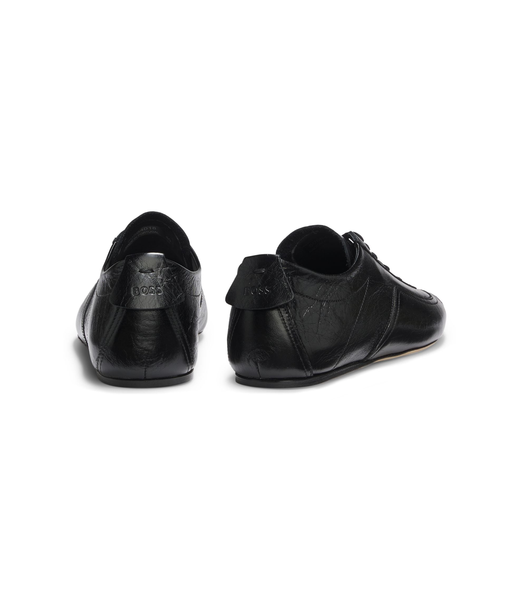 Boss Leather Loafers With Debossed Logo Detail Black Womens Black