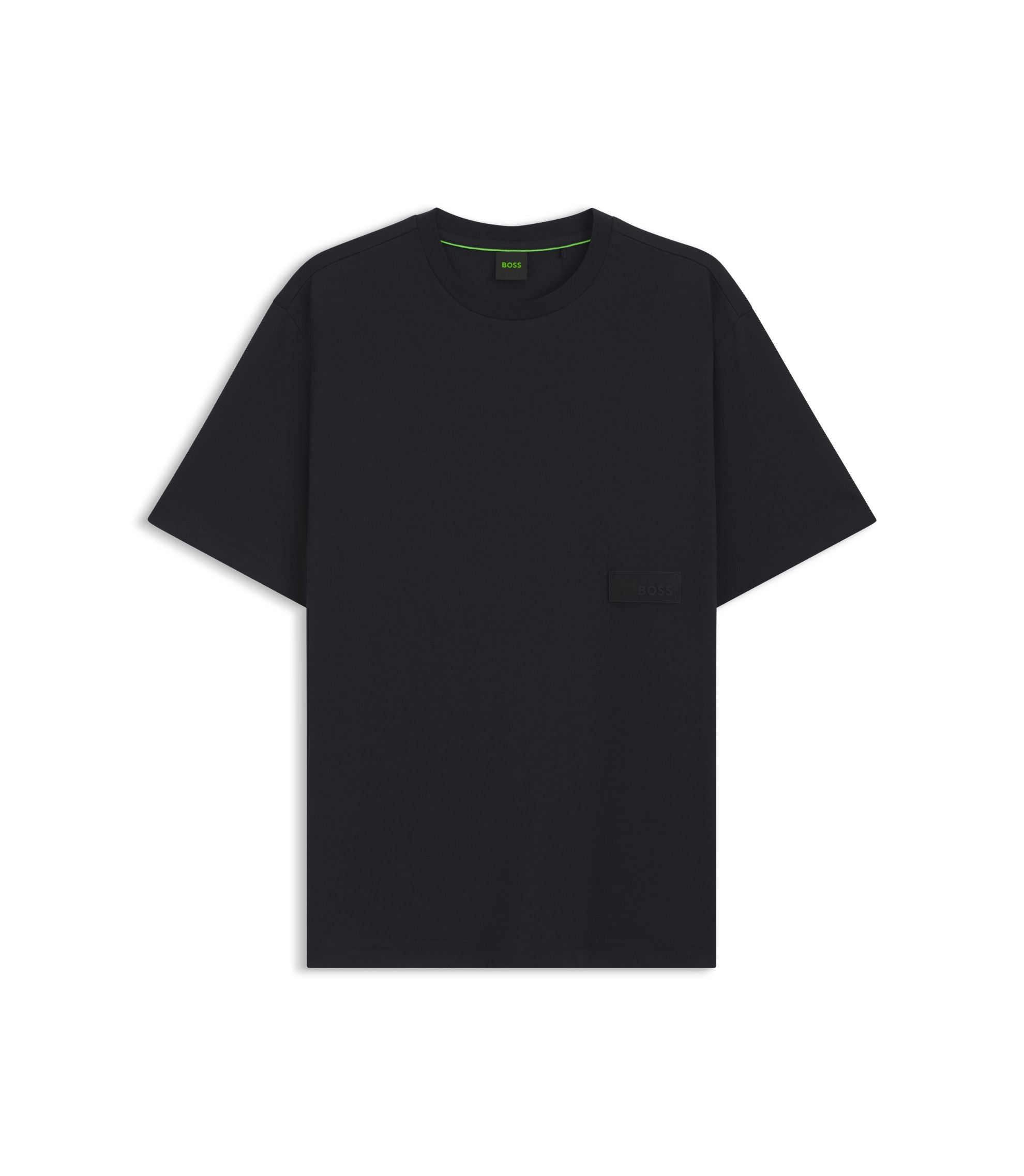 Boss Relaxed Fit T Shirt In Cotton Jersey Dark Blue