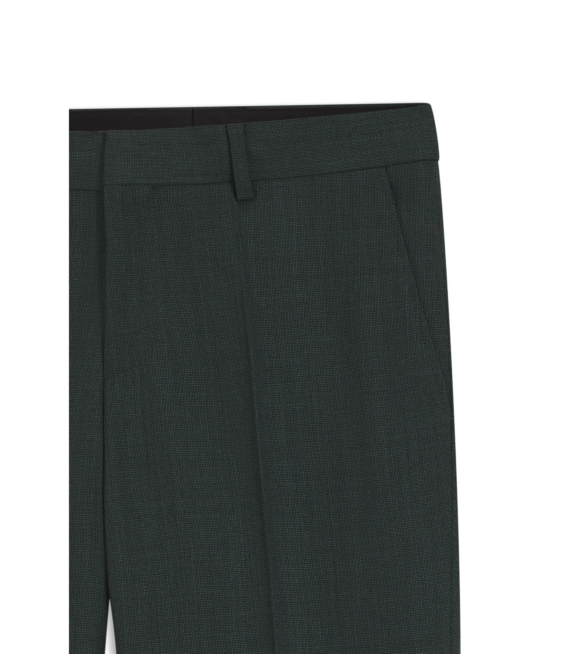 Boss Patterned Slim Fit Trousers In Stretch Wool Light Green