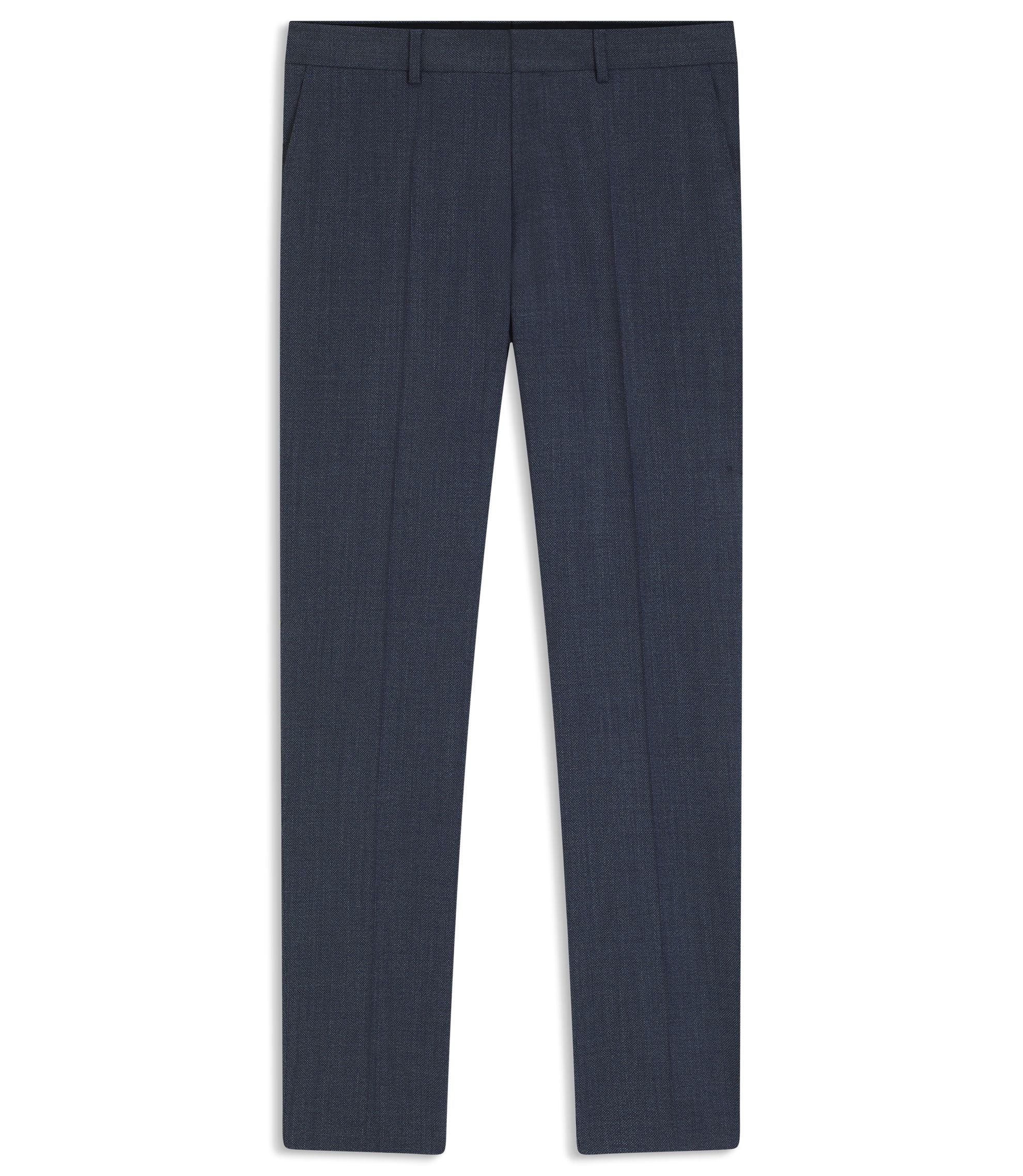 Boss Patterned Slim Fit Trousers In Stretch Wool Light Blue