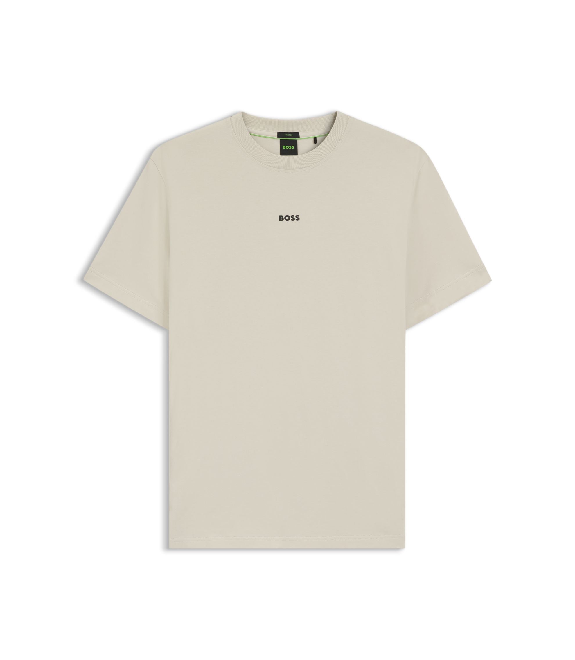 Boss Relaxed Fit T Shirt In A Stretch Cotton Blend Light Beige