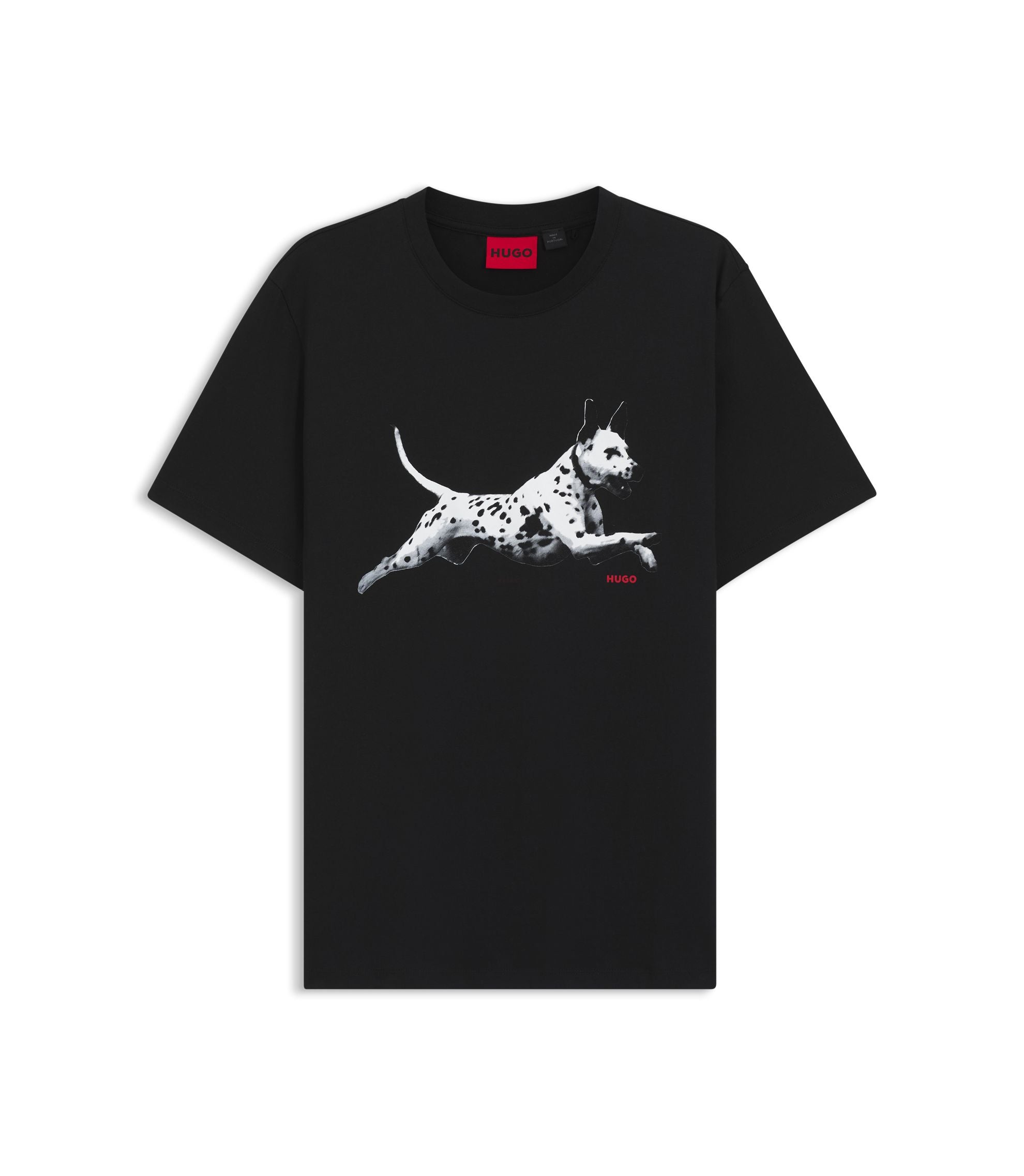 Hugo Cotton Jersey T Shirt With Animal Artwork Black