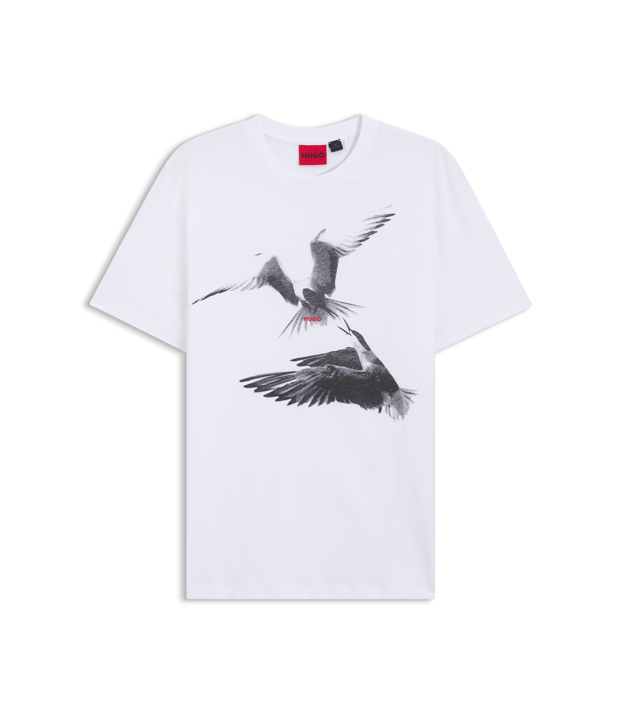 Hugo Cotton Jersey T Shirt With Animal Artwork White