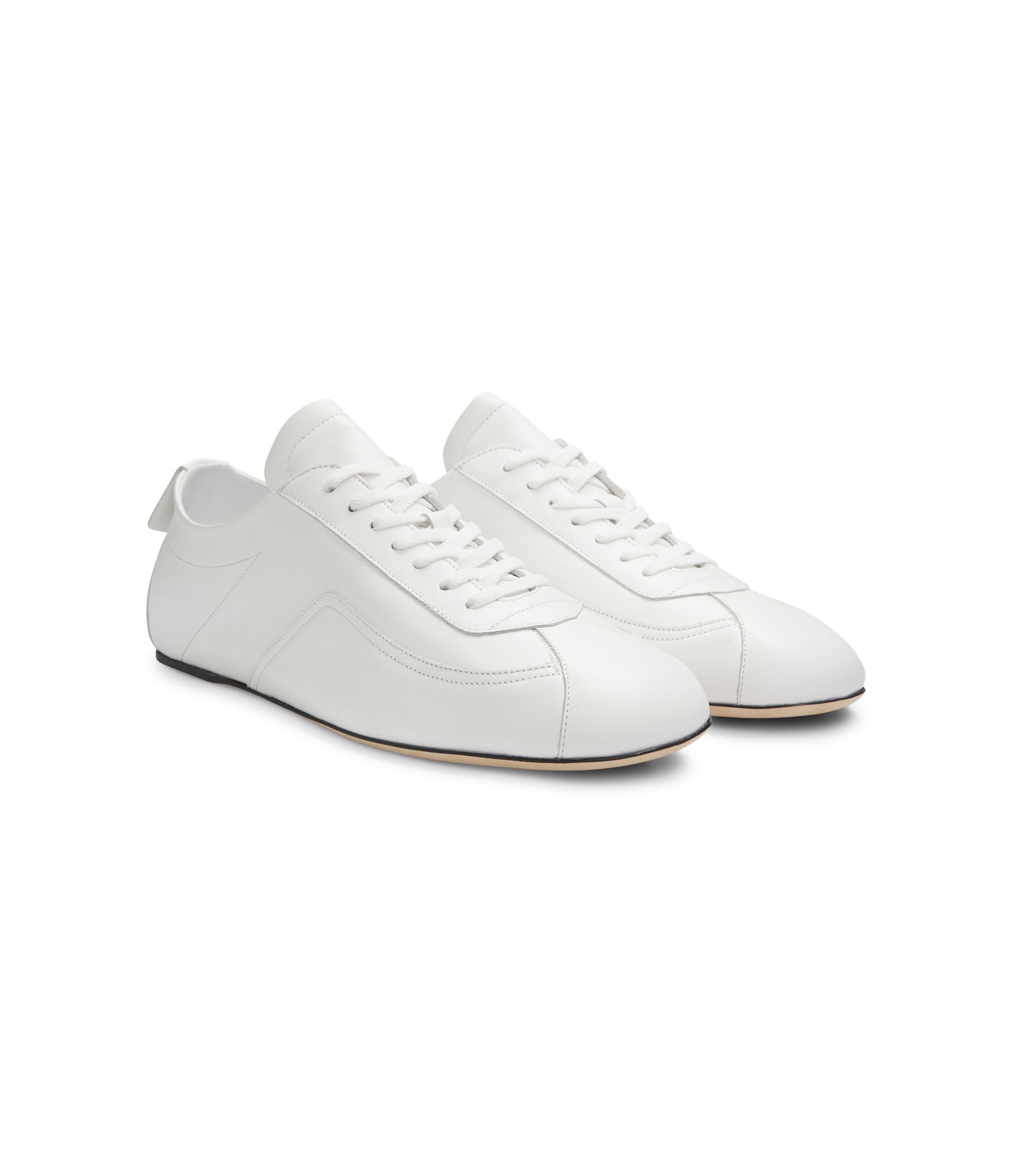 Boss Nappa Leather Trainers With Debossed Logo White White