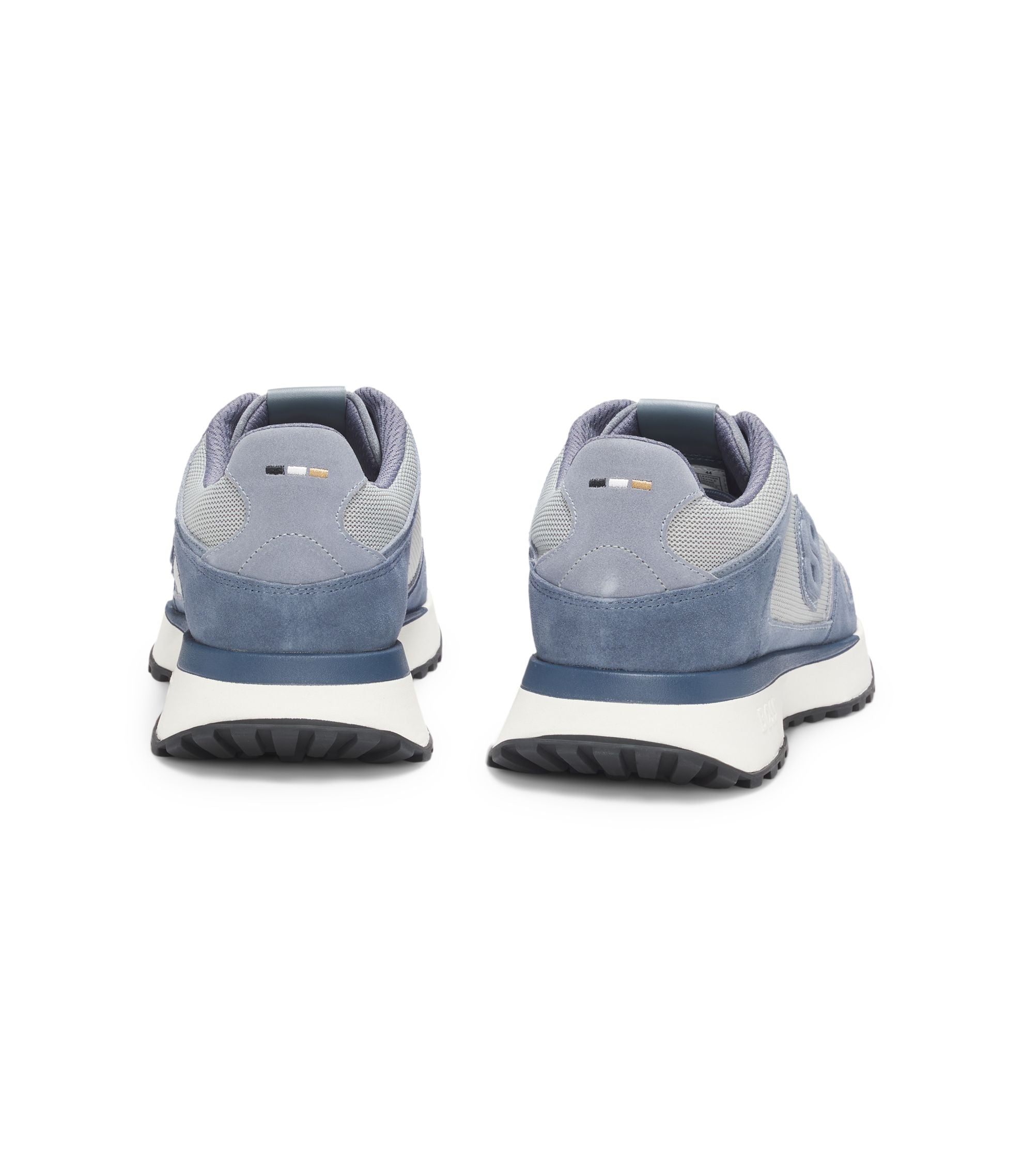 Boss Suede Trim Trainers With Double B Monogram Light Blue Light Blue