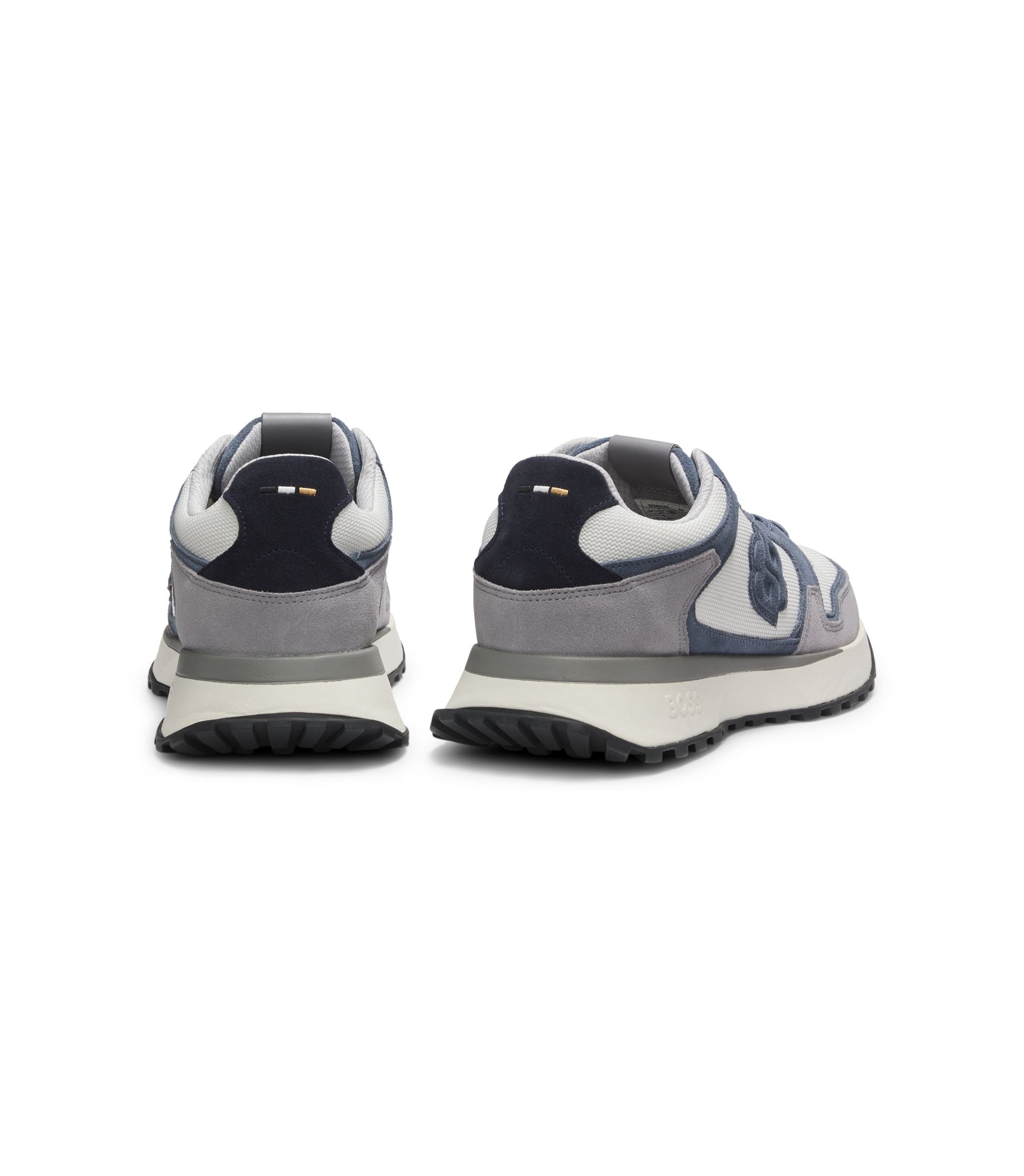 Boss Suede Trim Trainers With Double B Monogram Light Blue Light Blue