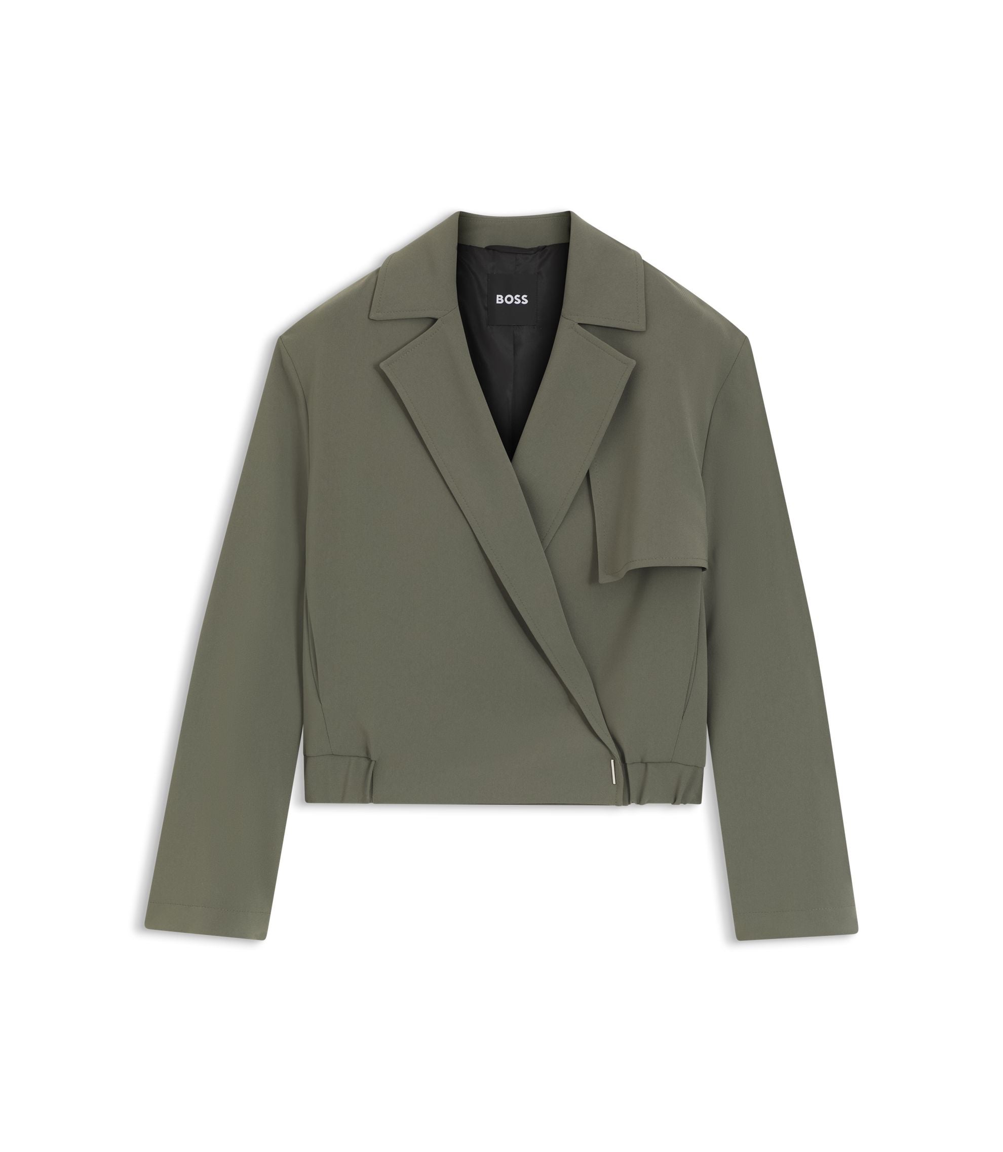 Boss Relaxed Fit Jacket In Japanese Crepe Dark Green Women's