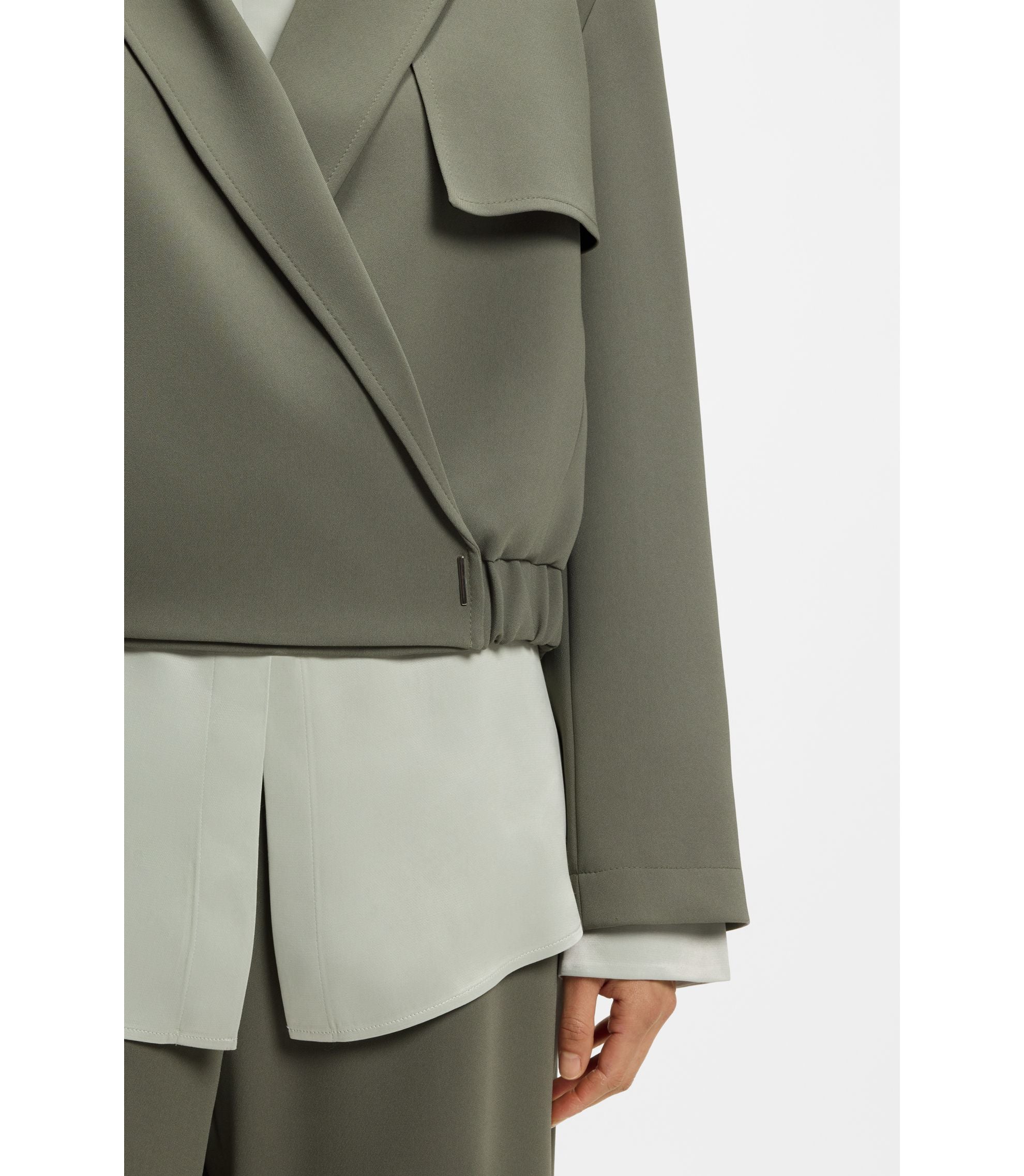 Boss Relaxed Fit Jacket In Japanese Crepe Dark Green Women's