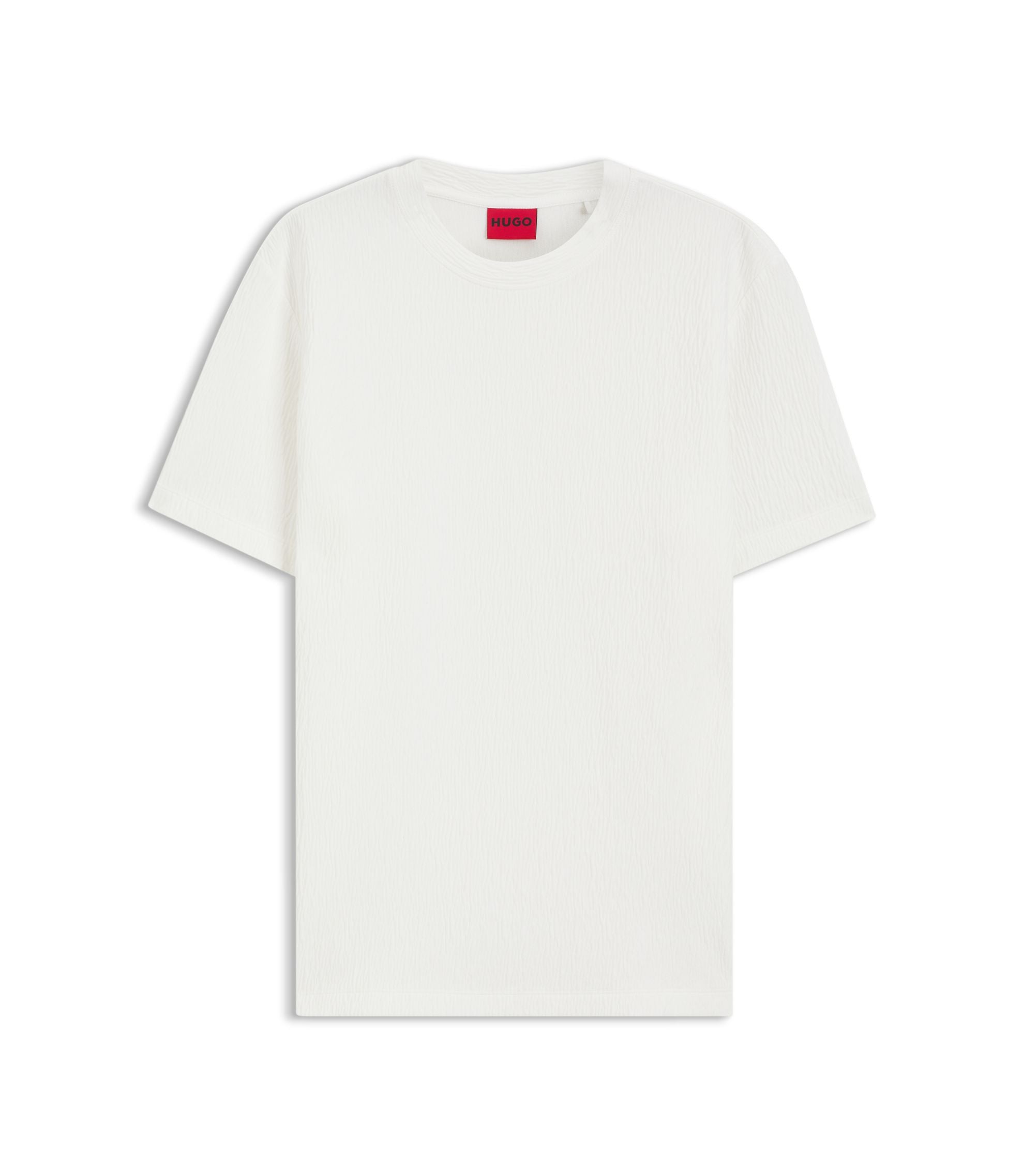 Hugo Cotton Blend T Shirt With Creased Effect White