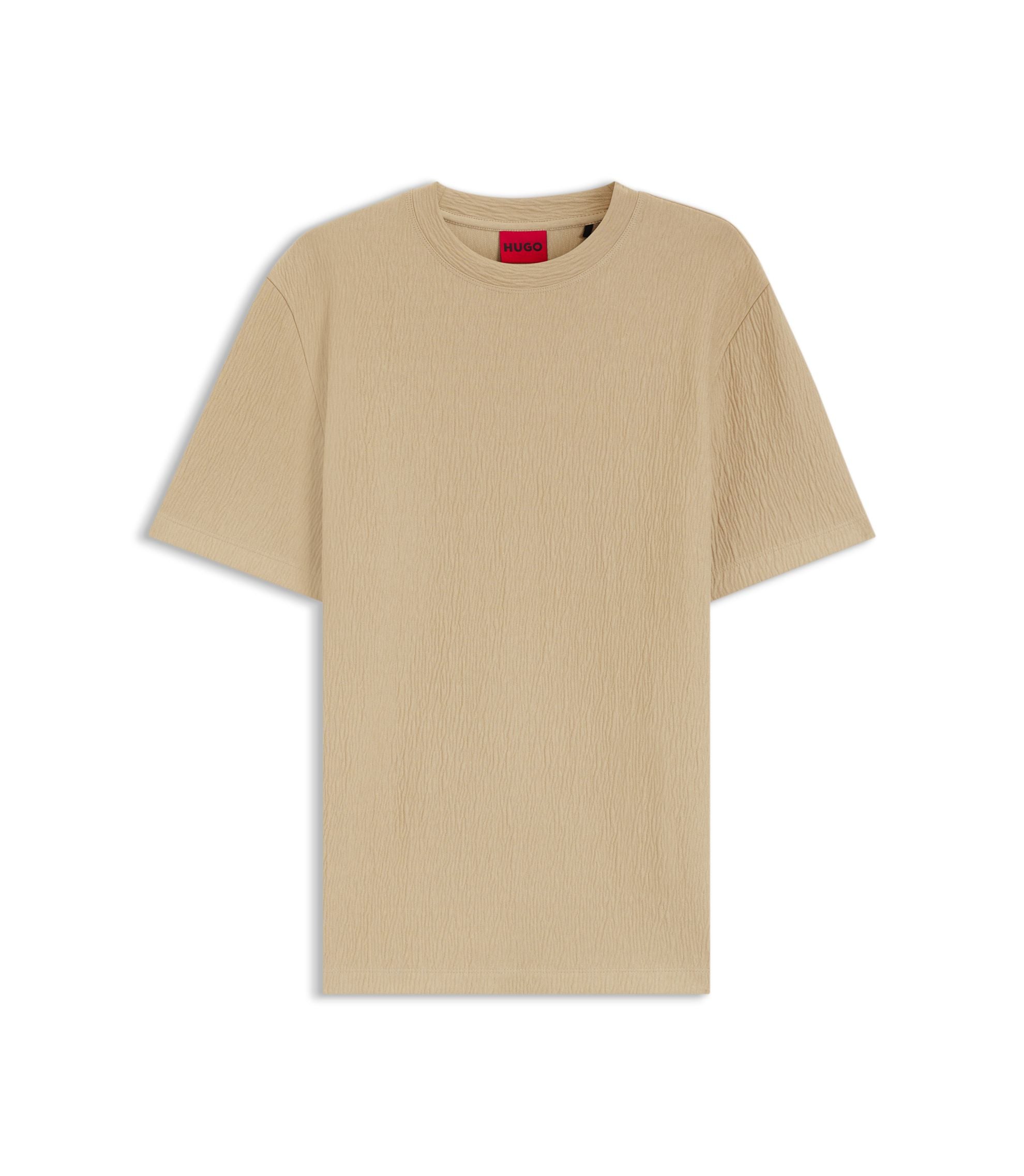 Hugo Cotton Blend T Shirt With Creased Effect Beige