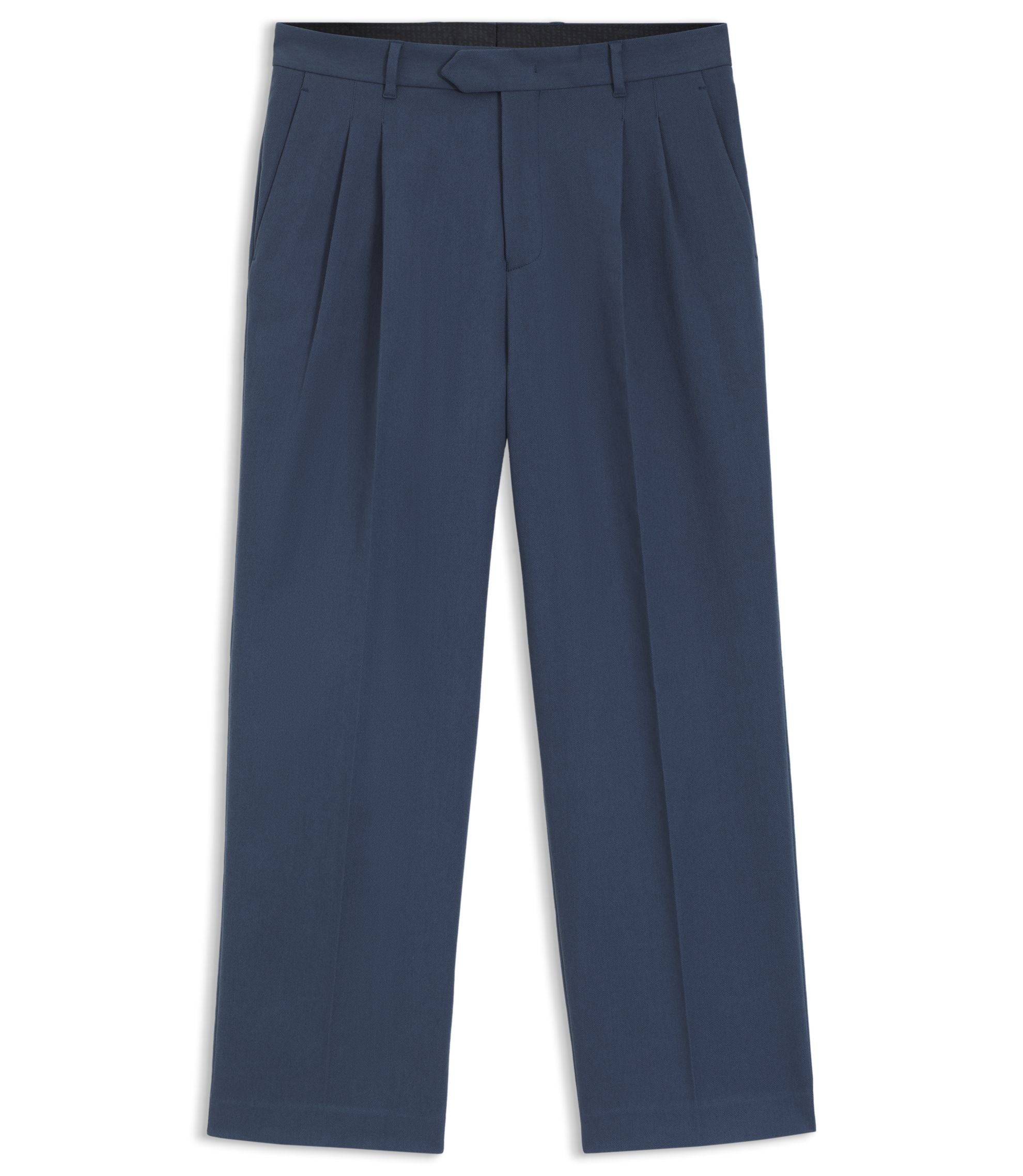 Boss Tapered Fit Trousers In Stretch Cotton Twill Light Blue
