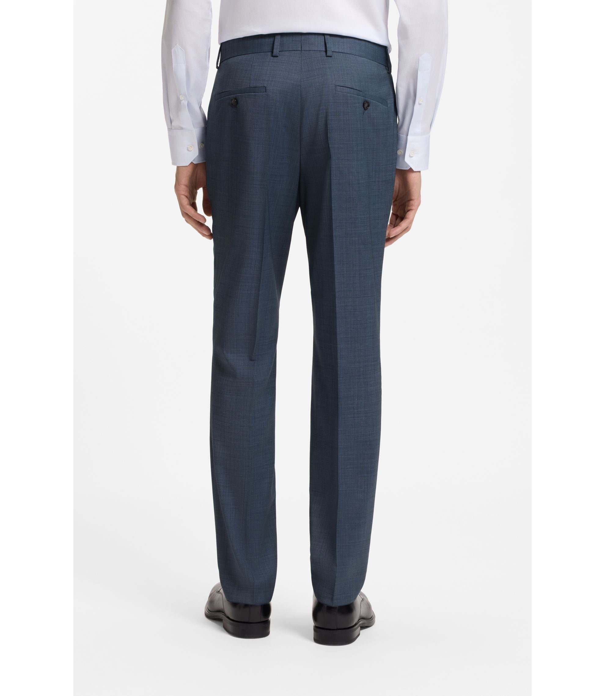 Boss Three Piece Slim Fit Suit In Patterned Stretch Wool Light Blue