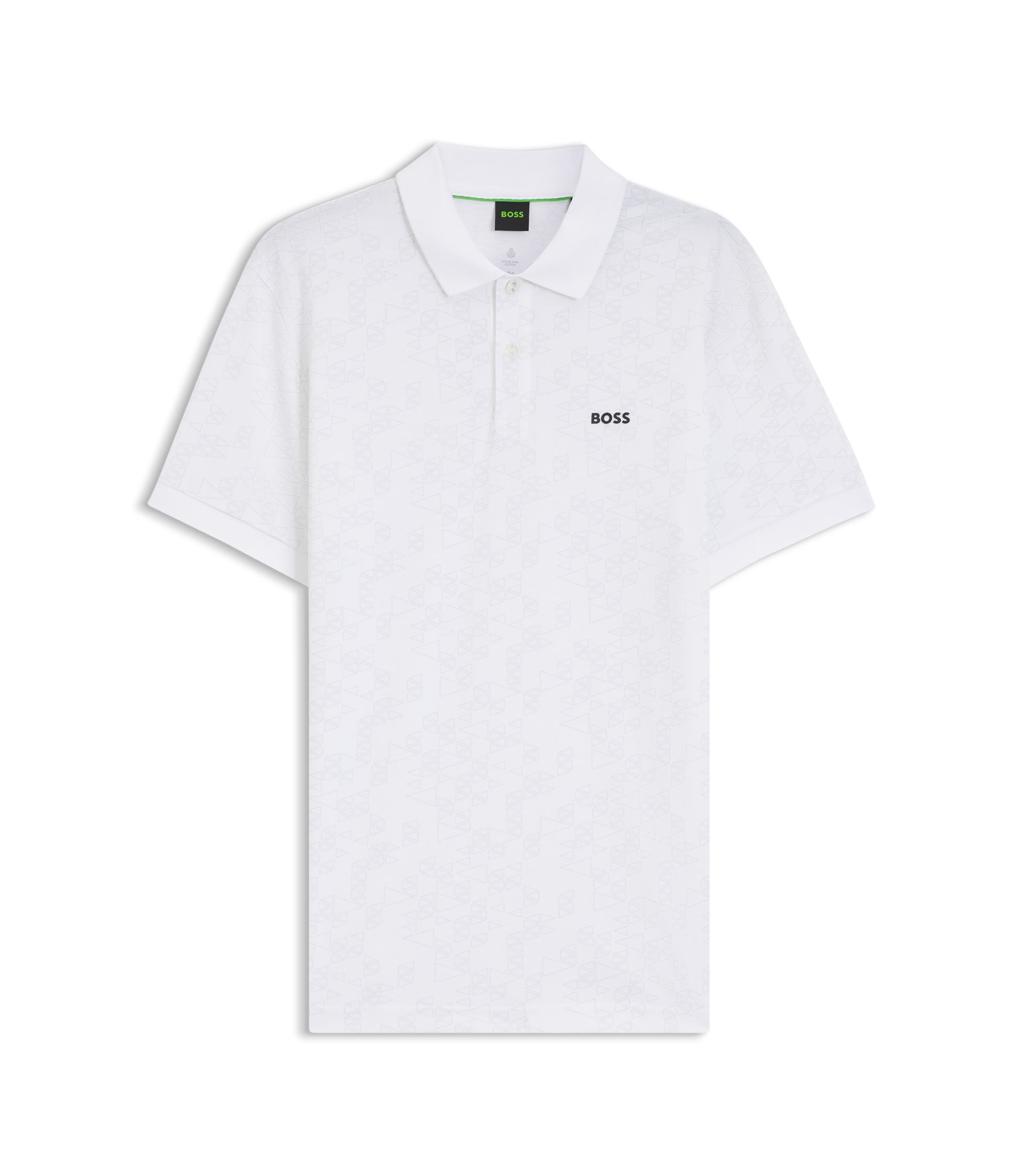 Boss Cotton Piqu Polo Shirt With All Over Print White