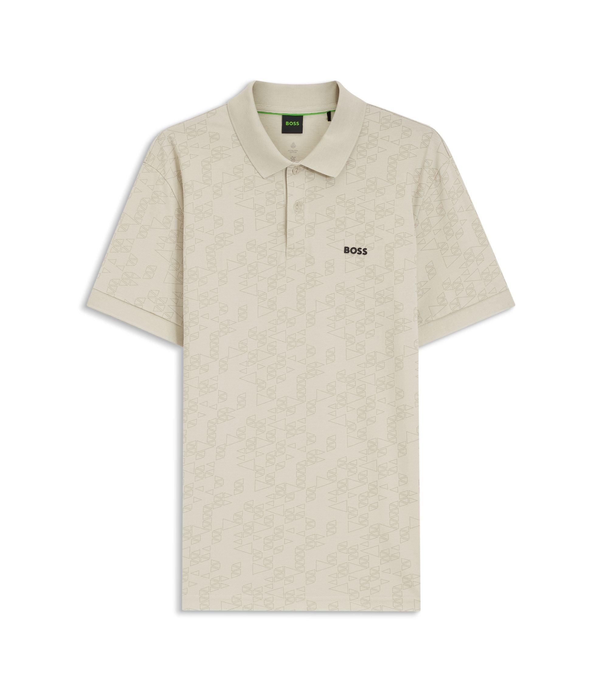 Boss Cotton Piqu Polo Shirt With All Over Print Light Beige