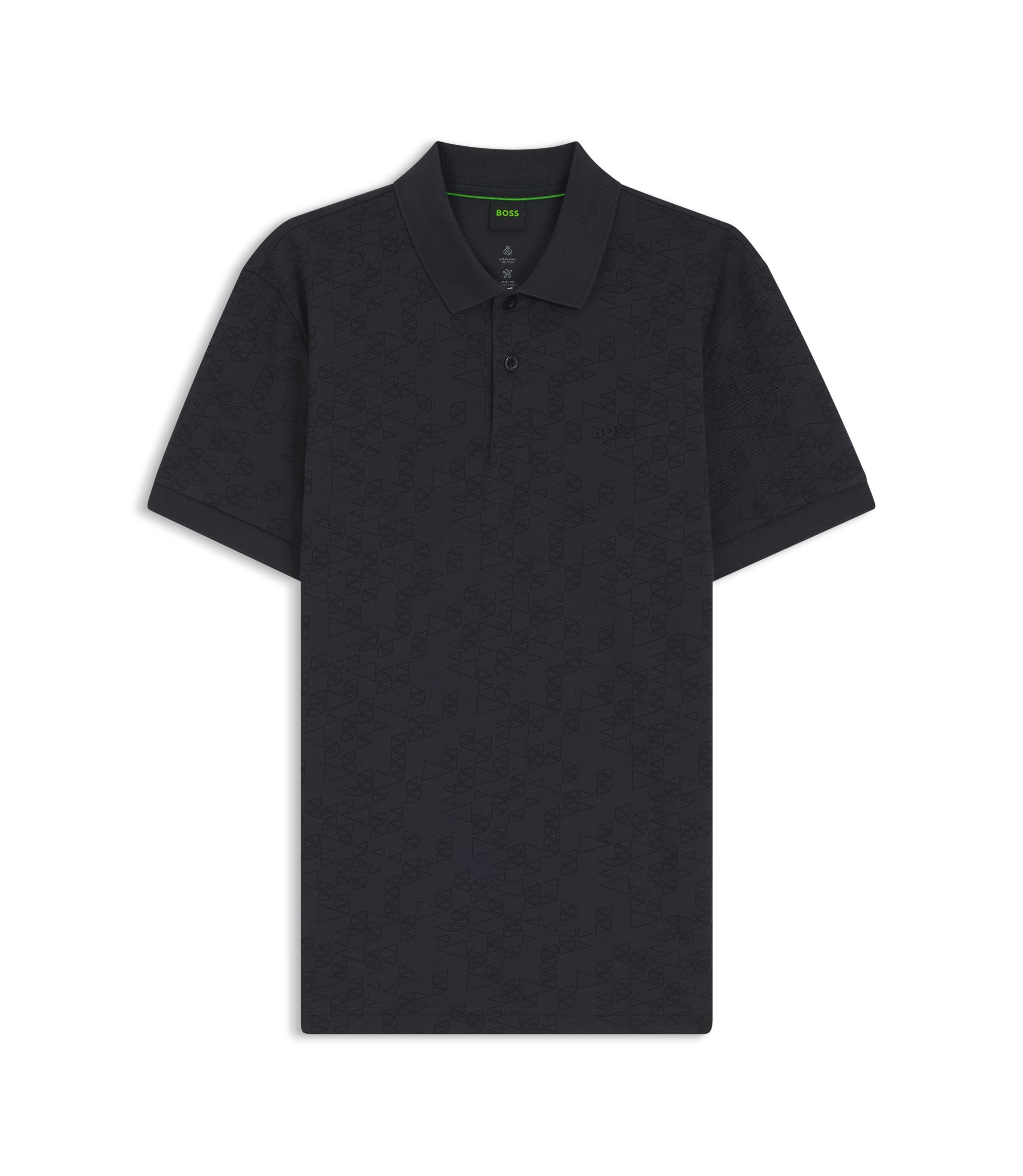 Boss Cotton Piqu Polo Shirt With All Over Print Dark Blue