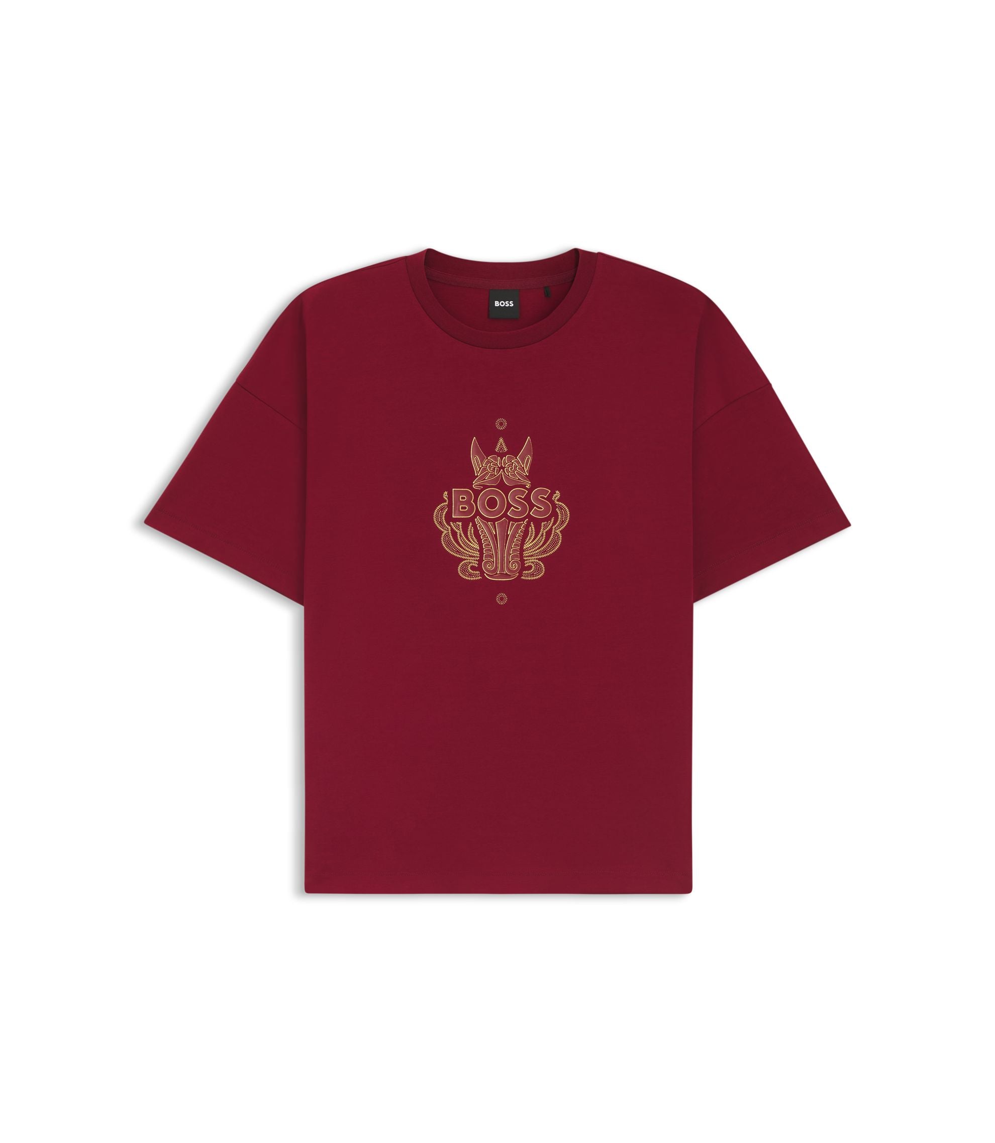 Boss Year Of The Horse Logo Artwork T Shirt In Cotton Jersey Red