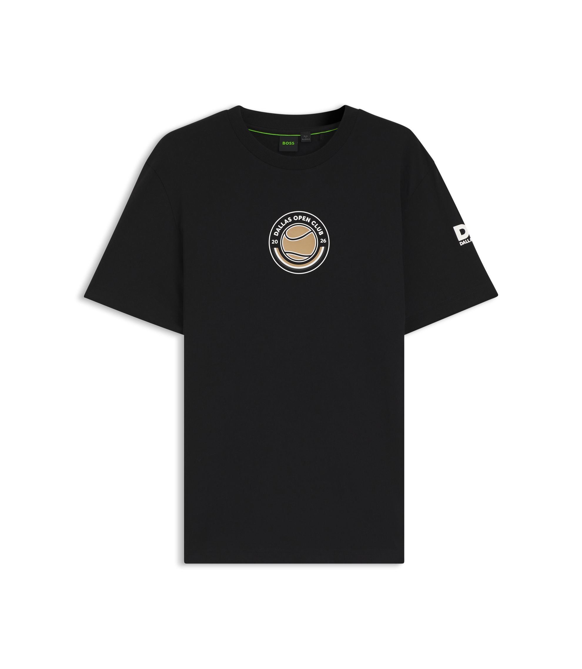 Boss Relaxed Fit T Shirt In Cotton With Tennis Artwork Black