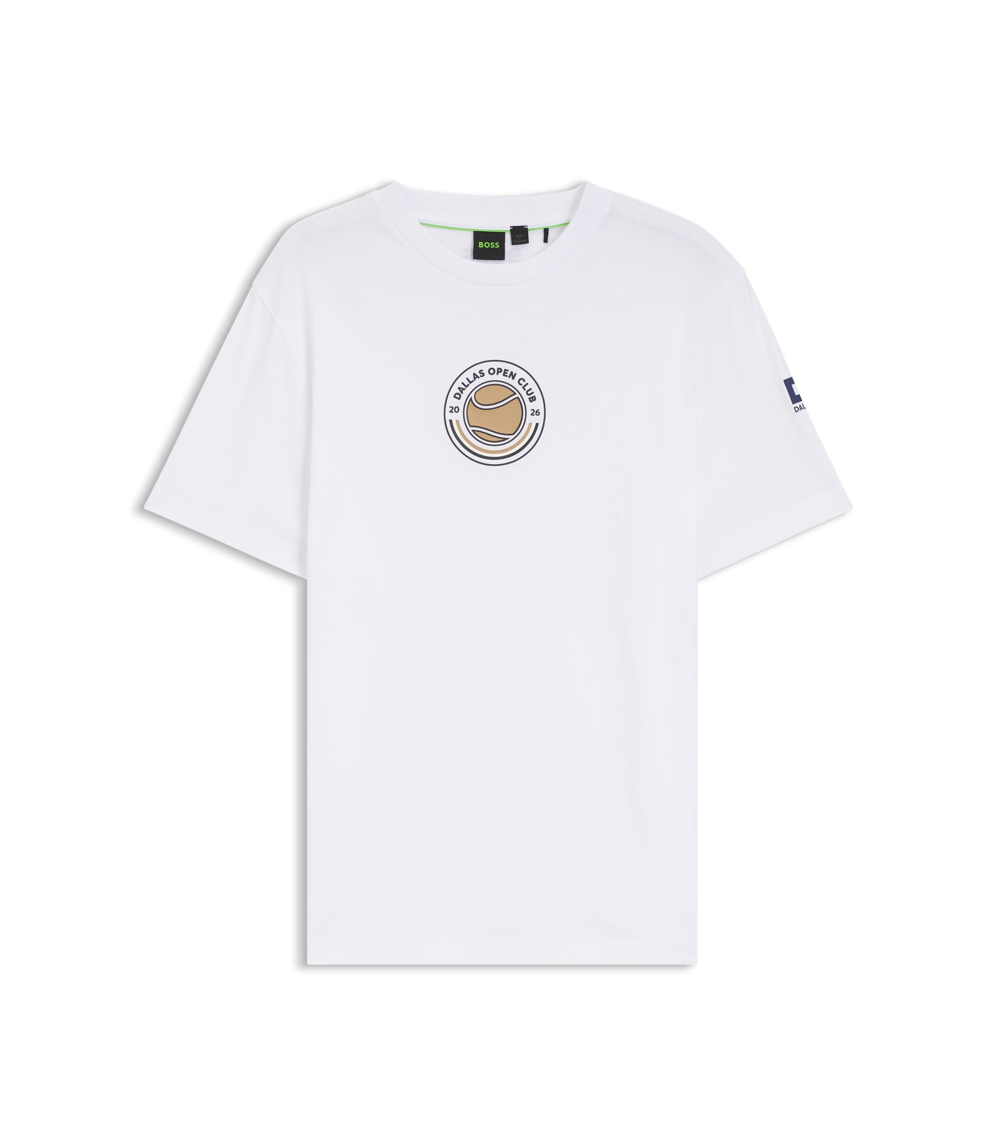 Boss Relaxed Fit T Shirt In Cotton With Tennis Artwork White