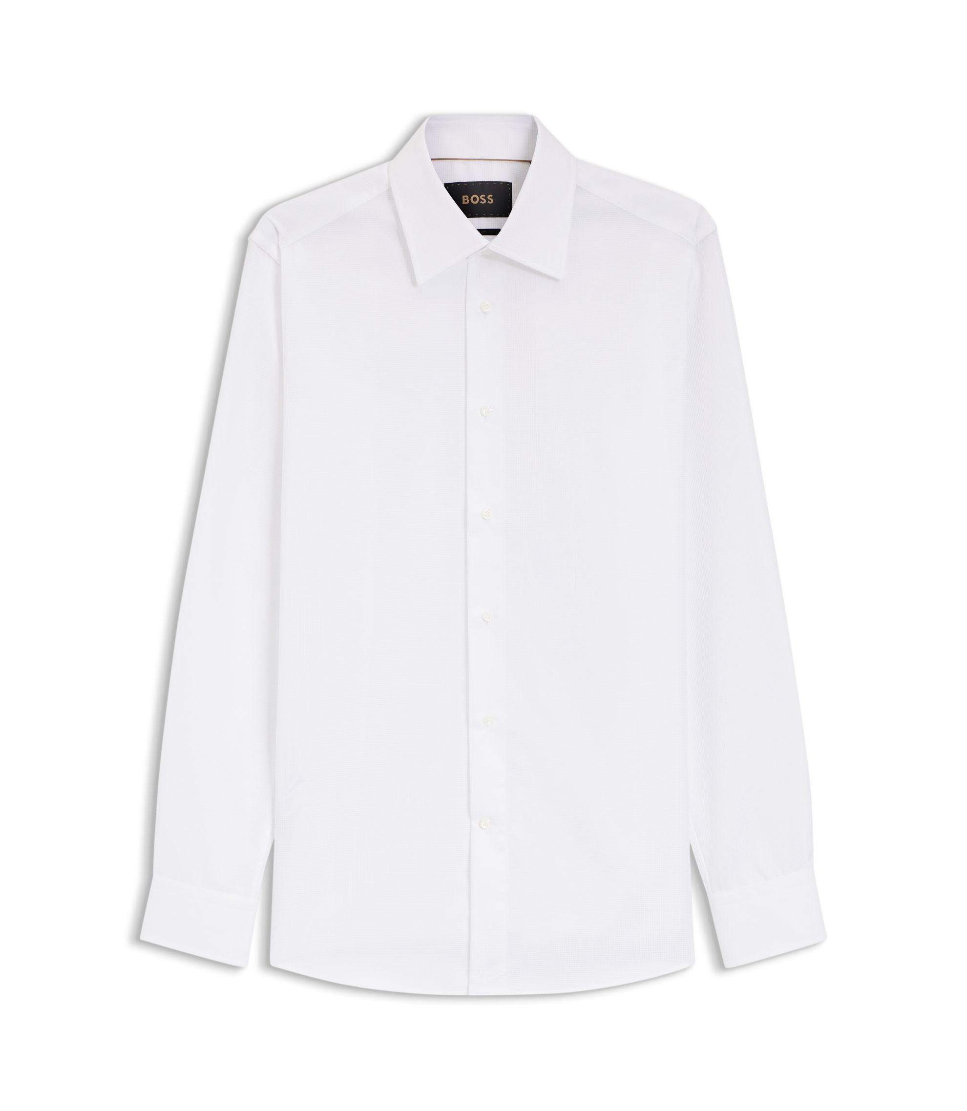 Boss Wrinkle Resistant Slim Fit Shirt In Italian Made Cotton White