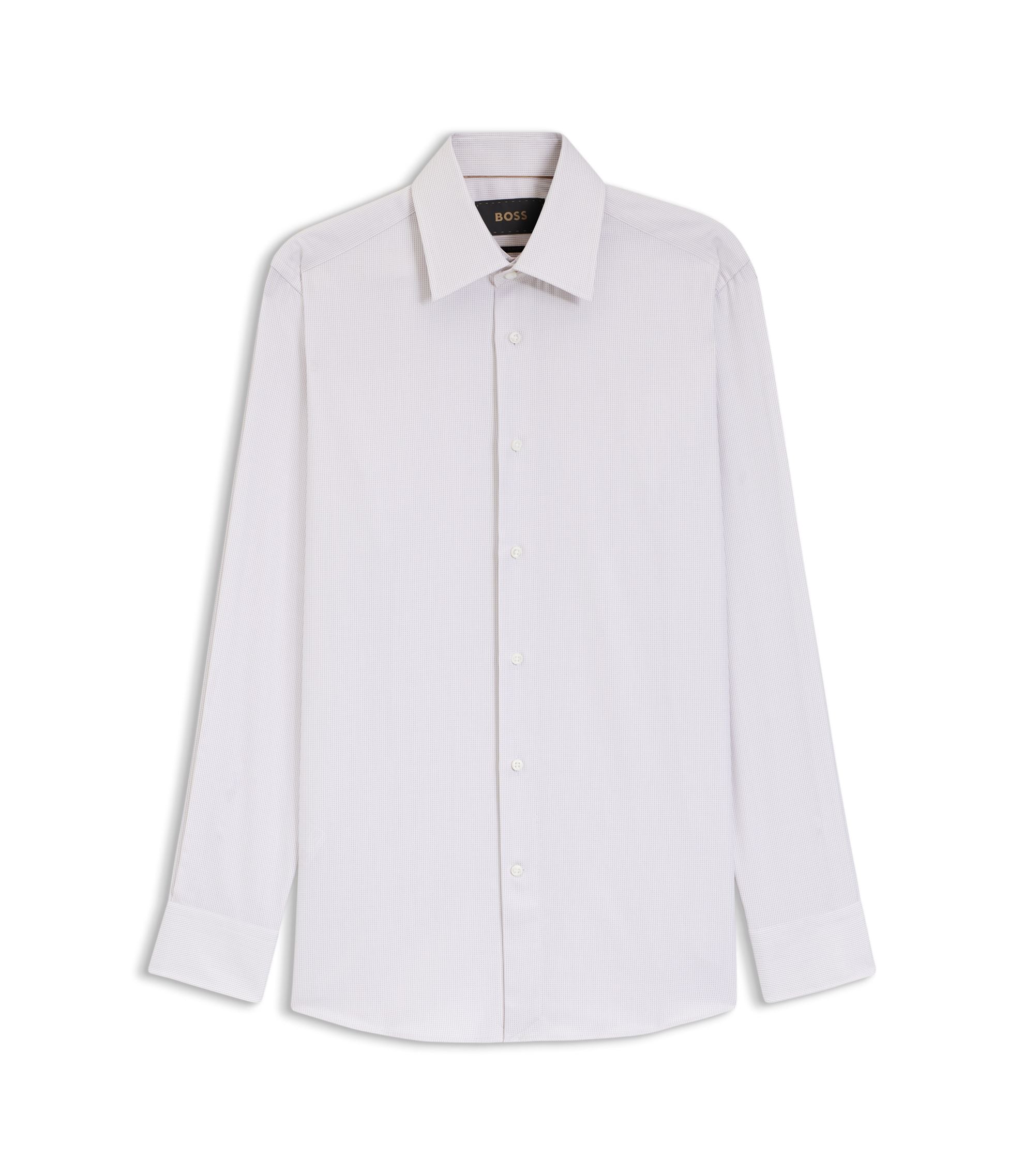 Boss Slim Fit Shirt In Structured Italian Made Cotton Khaki