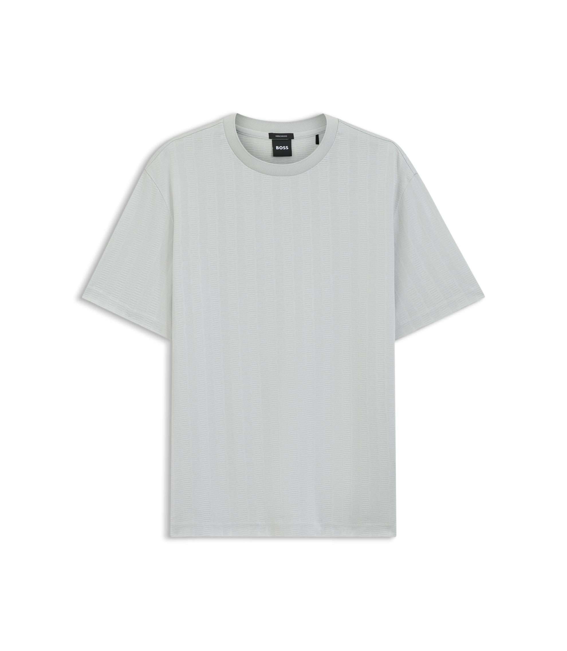 Boss Regular Fit T Shirt In Cotton With Raised Jacquard Structure Light Blue