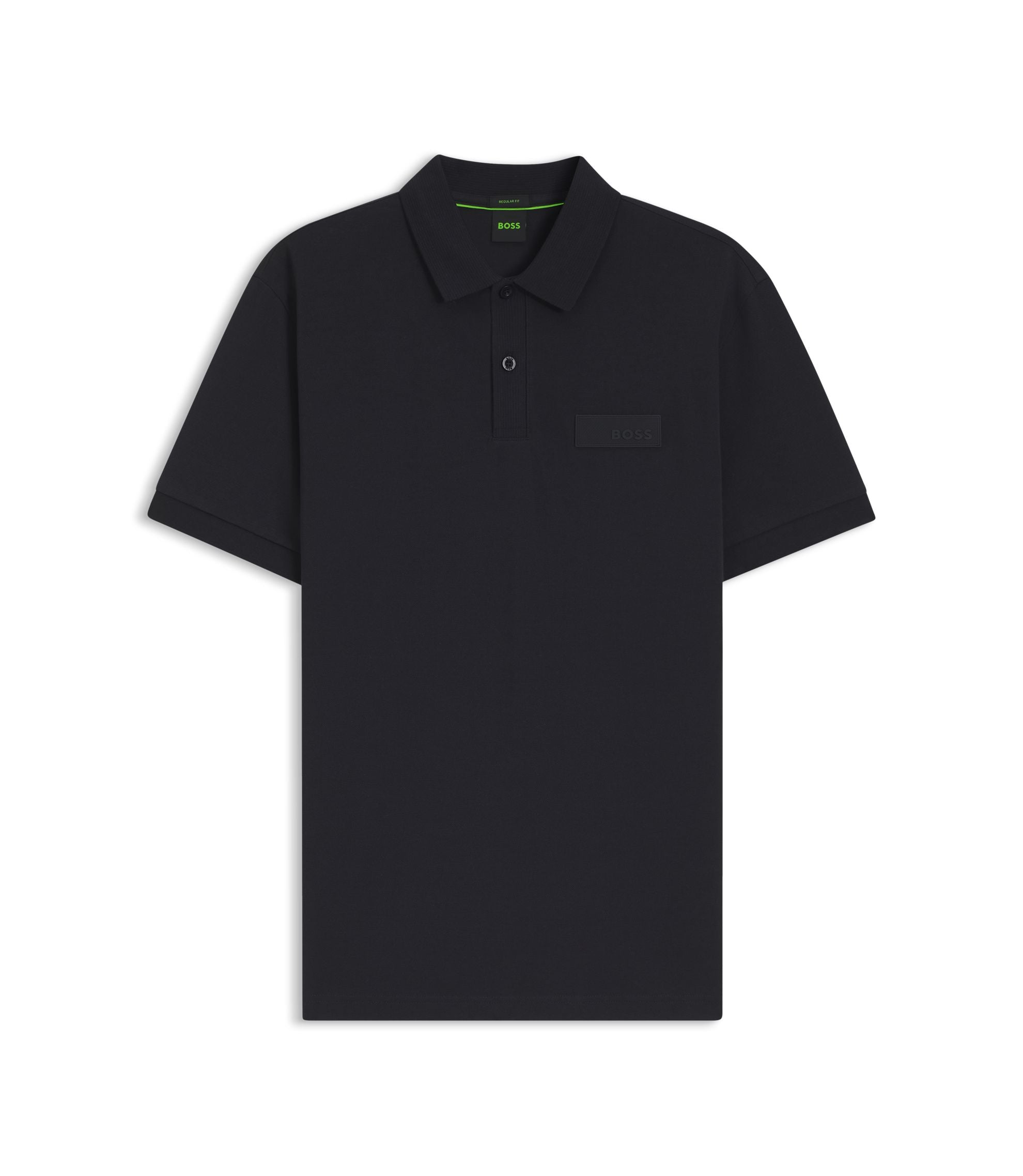 Boss Paddy Polo Shirt With Structured Logo Patch Dark Blue