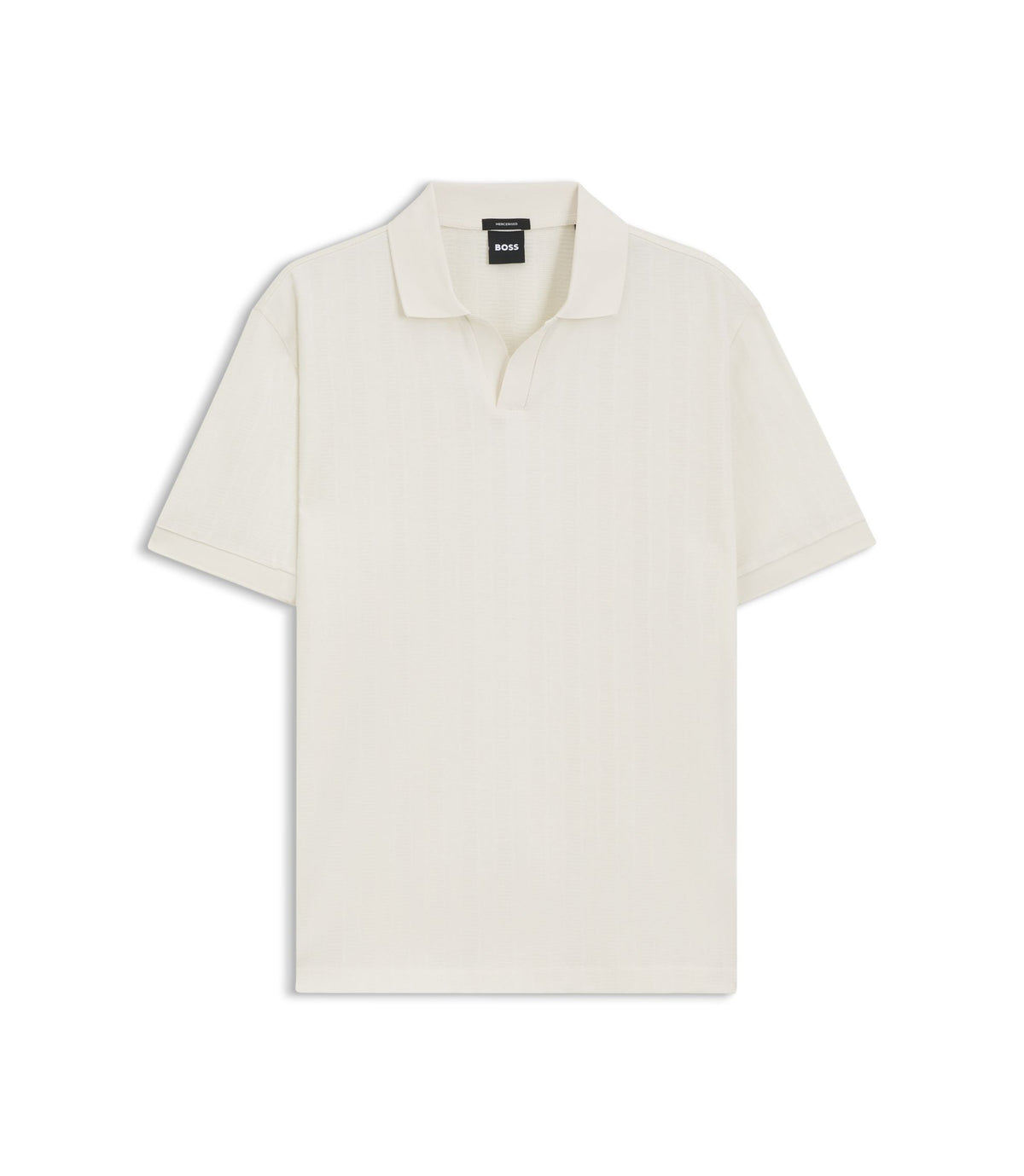 Boss Cotton Jacquard Polo Shirt With Johnny Collar White