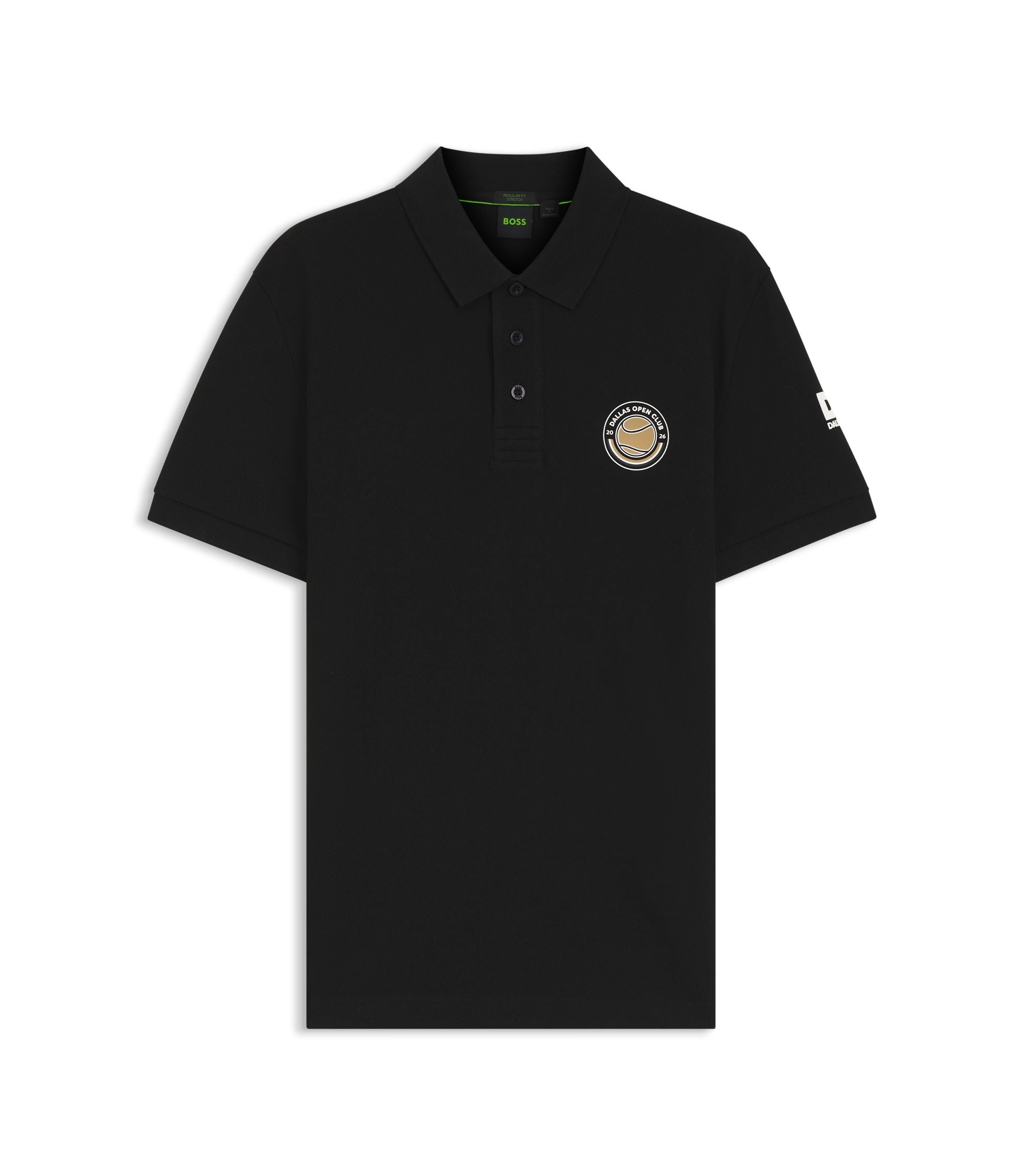 Boss Cotton Piqu Polo Shirt With Tennis Artwork Black
