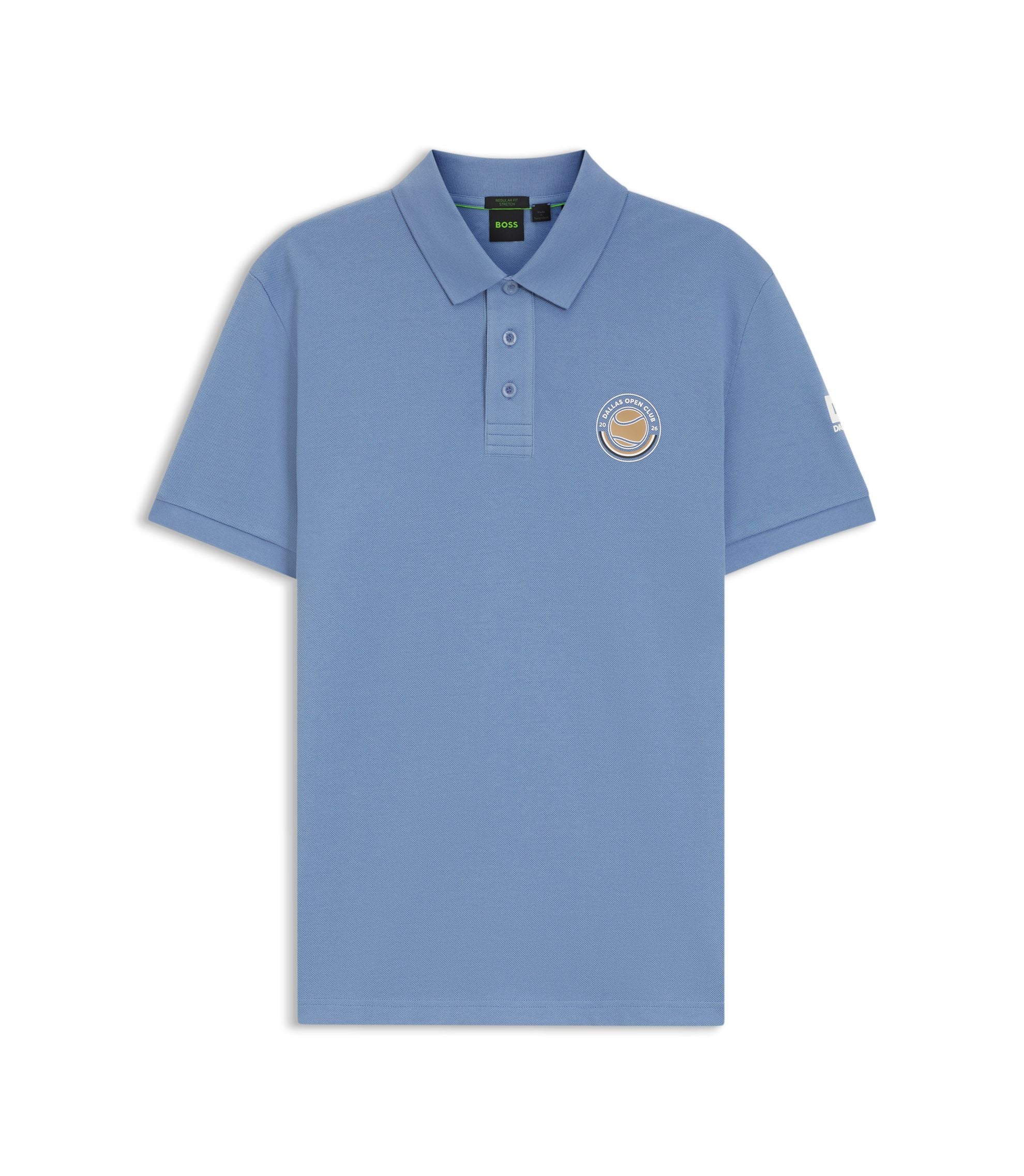 Boss Cotton Piqu Polo Shirt With Tennis Artwork Light Blue