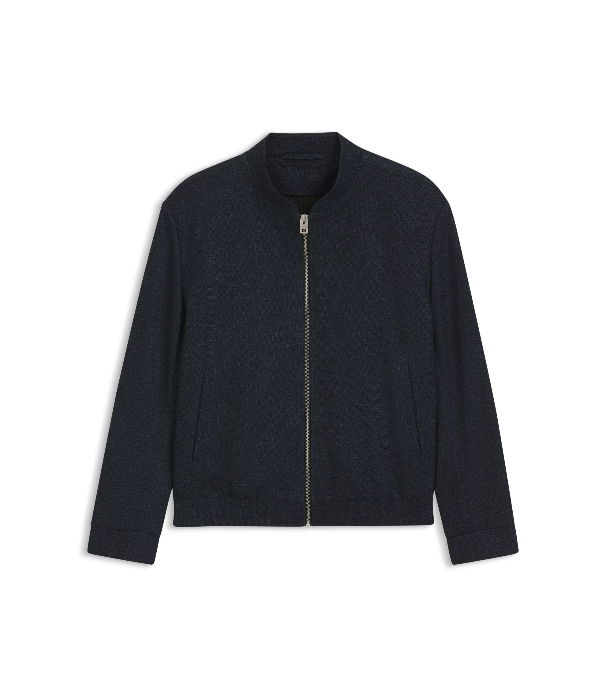 Hugo Slim Fit Jacket In Micro Printed Stretch Fabric Dark Blue