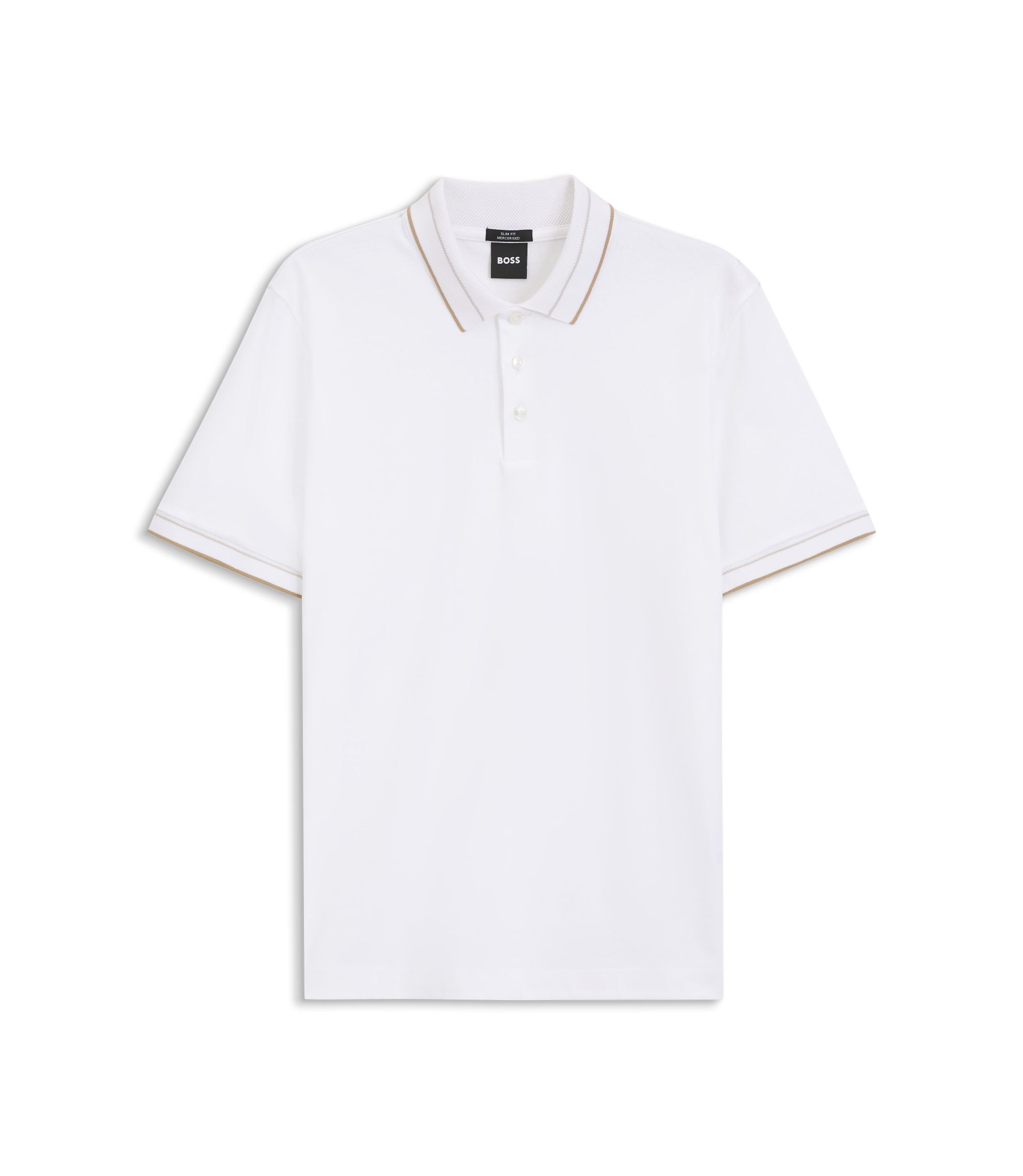 Boss Slim Fit Polo Shirt In Mercerized Cotton White