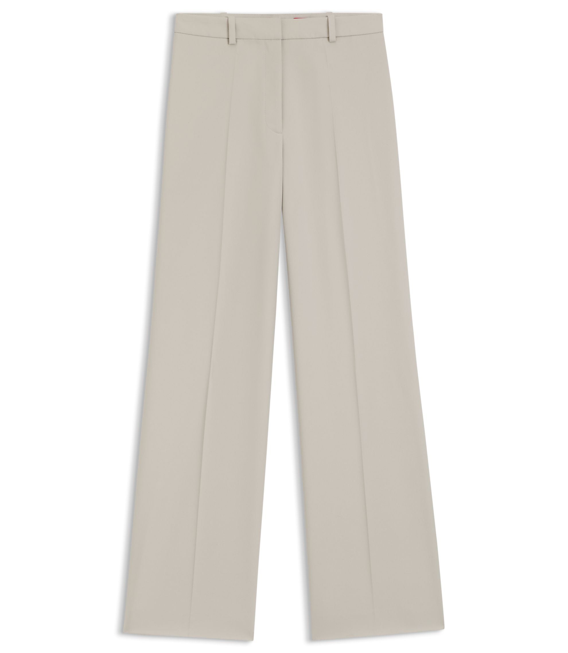 Hugo Regular Fit Wide Leg Pants In Stretch Fabric Light Grey Women's