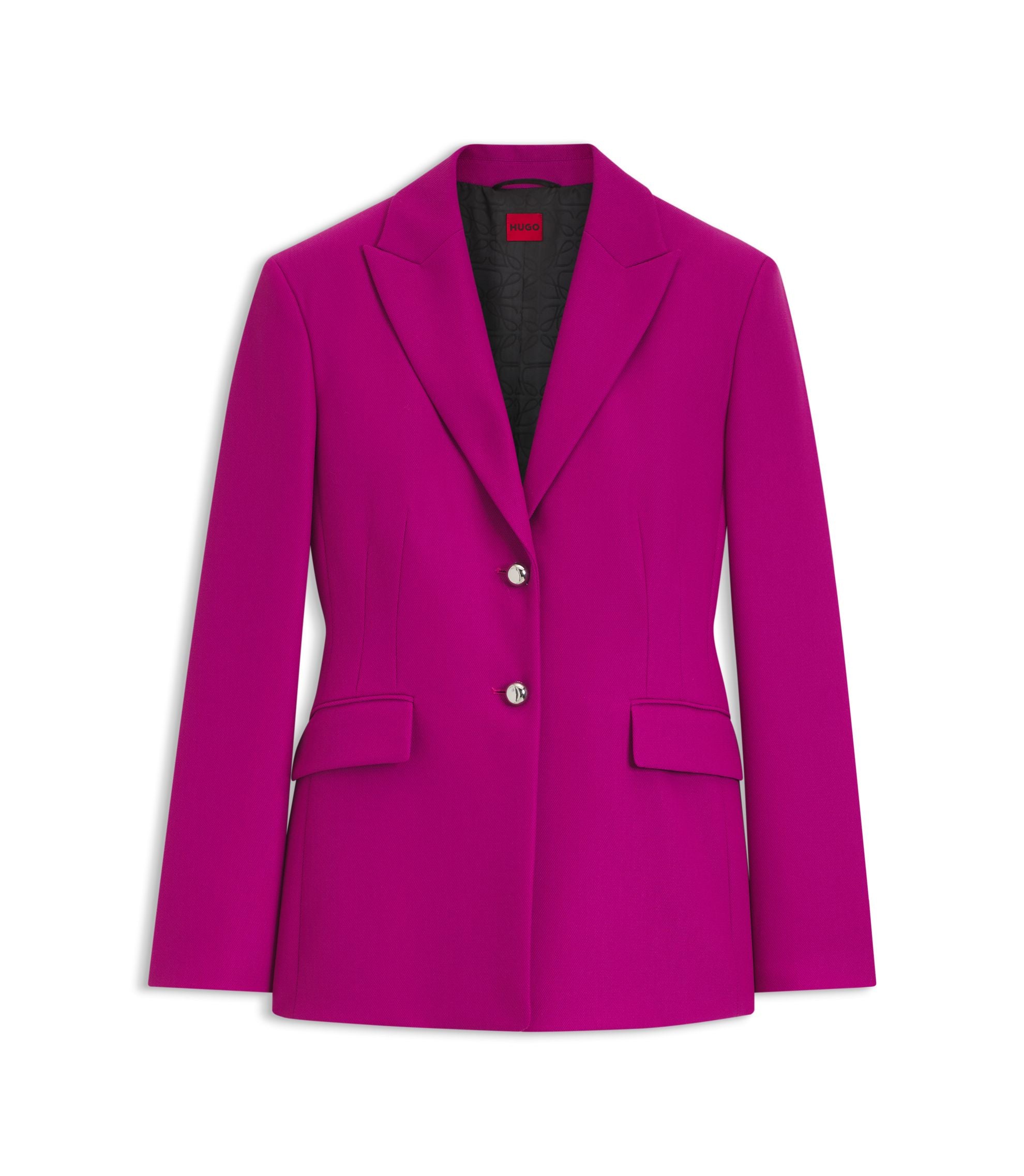 Hugo Regular Fit Blazer With Metal Buttons Dark Pink Women's