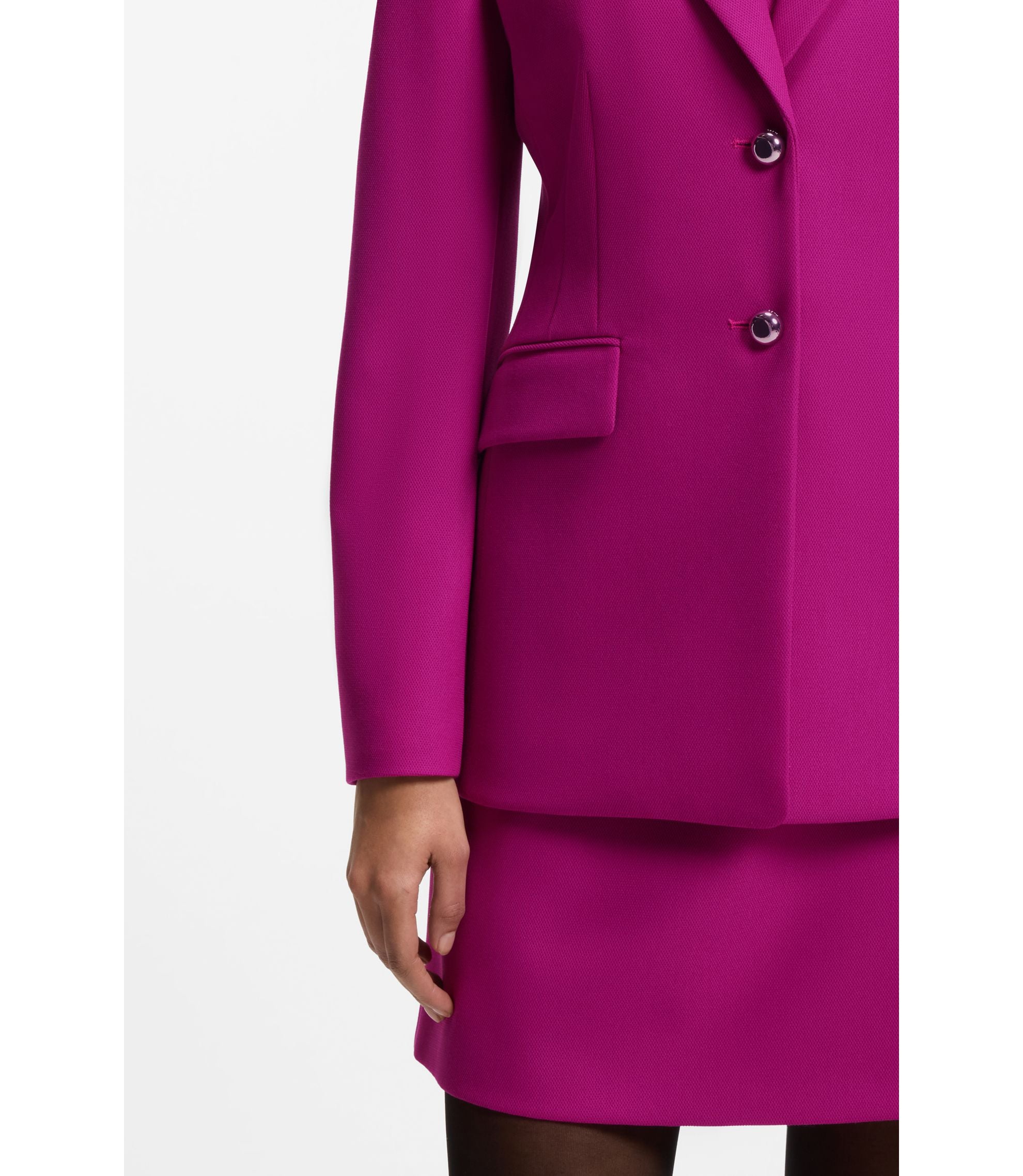 Hugo Regular Fit Blazer With Metal Buttons Dark Pink Women's