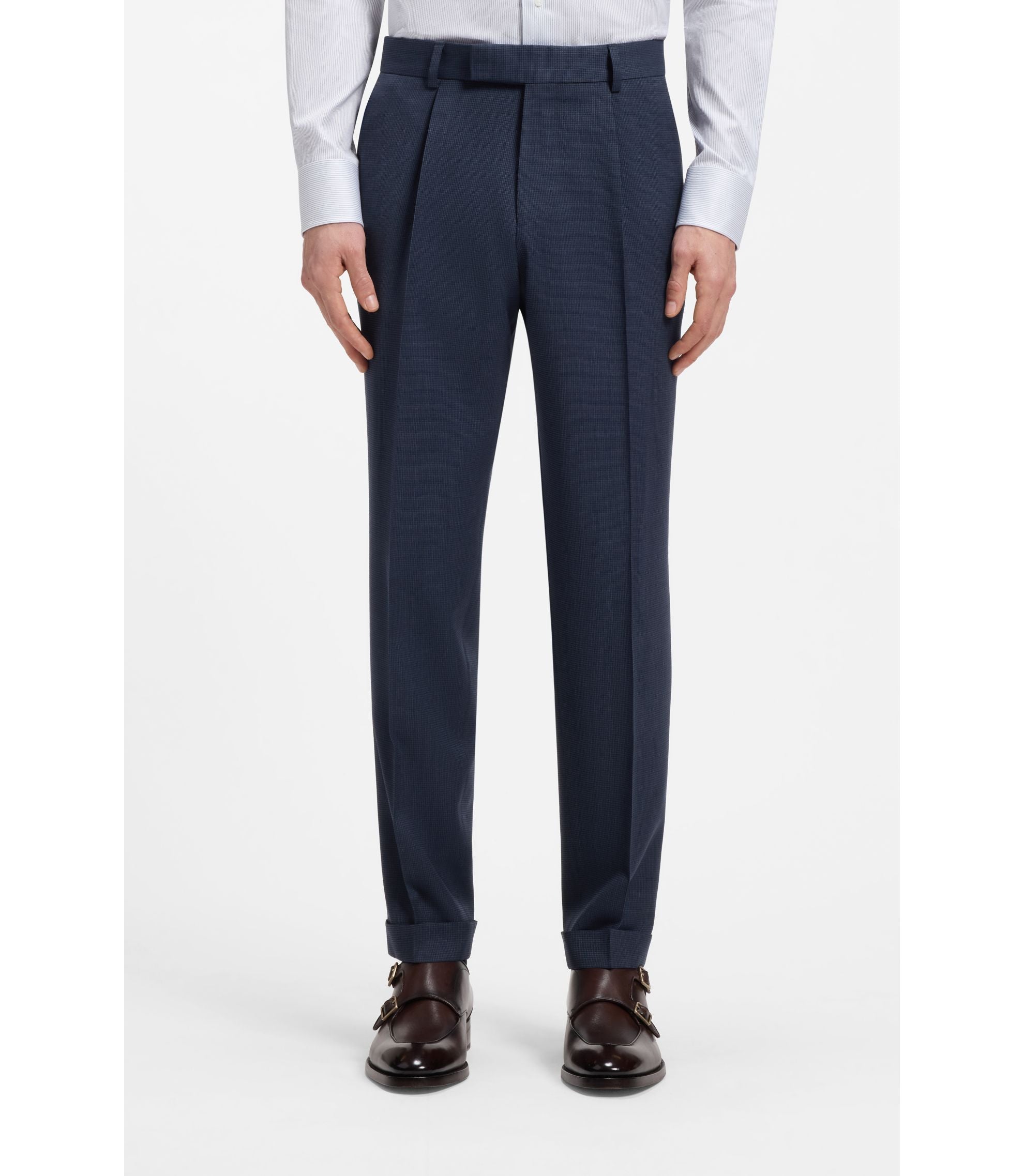 Boss Two Piece Slim Fit Suit In Wool And Silk Light Blue