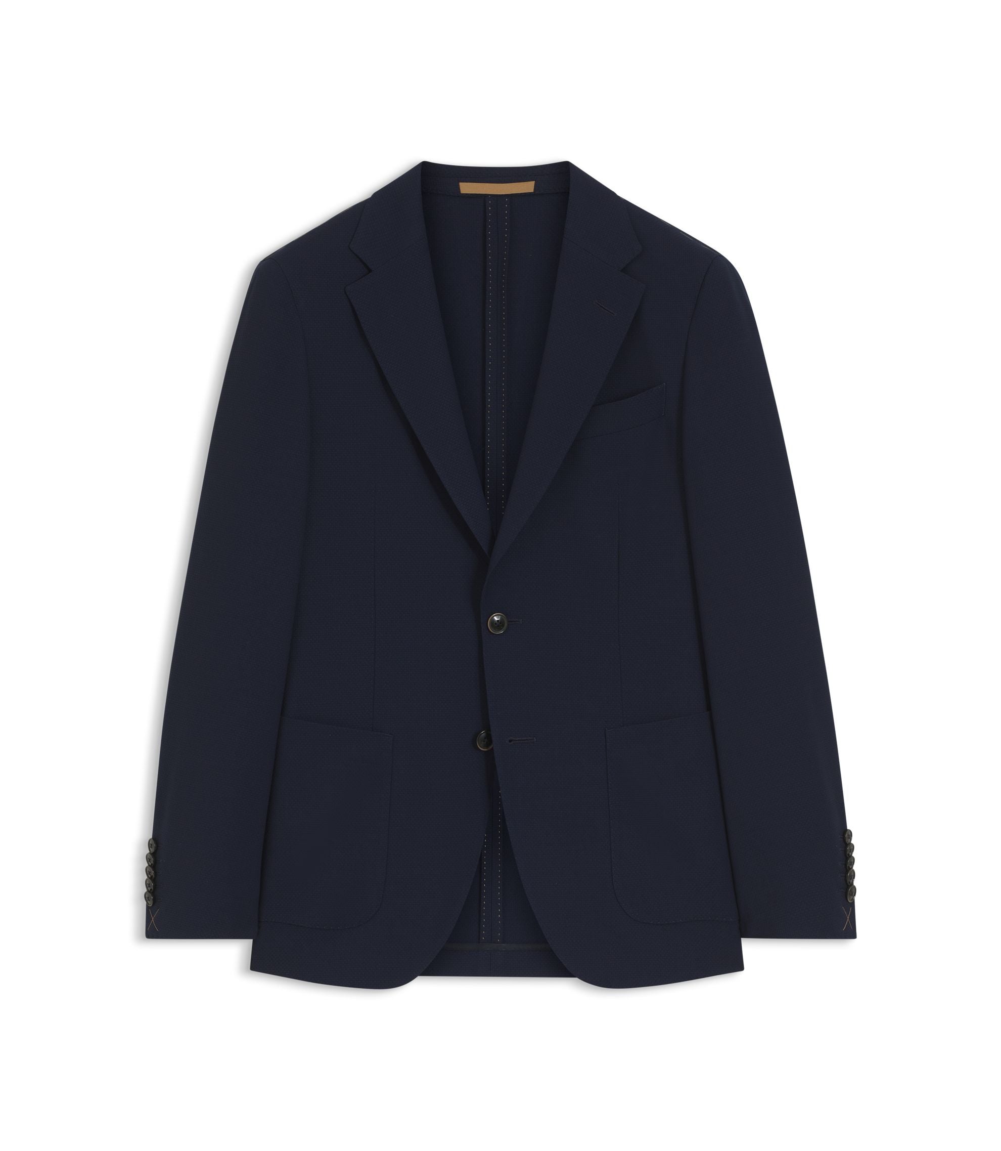 Boss Slim Fit Suit Jacket In Virgin Wool And Silk Dark Blue