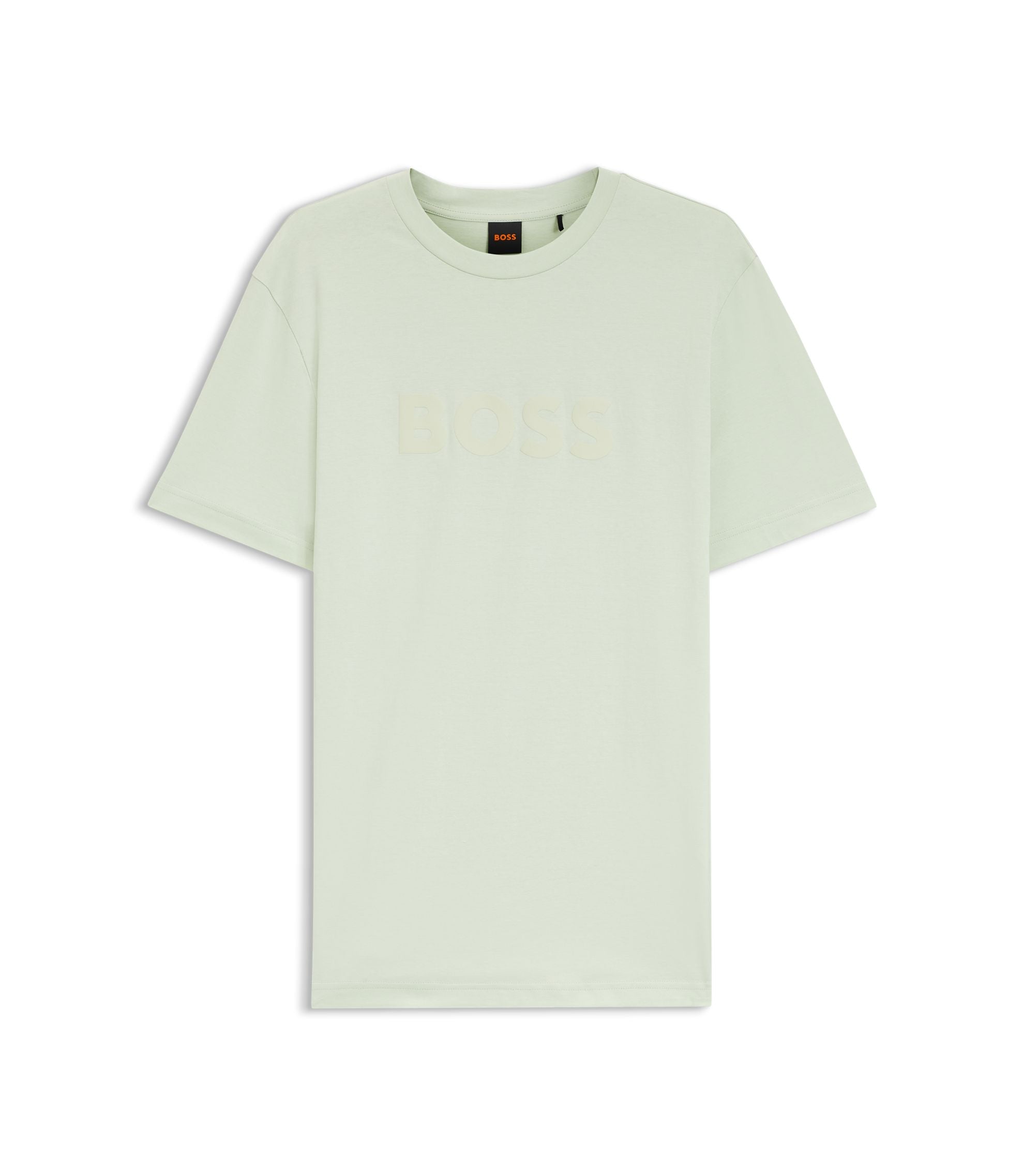 Boss Regular Fit Cotton T Shirt With Modern Logo Light Green