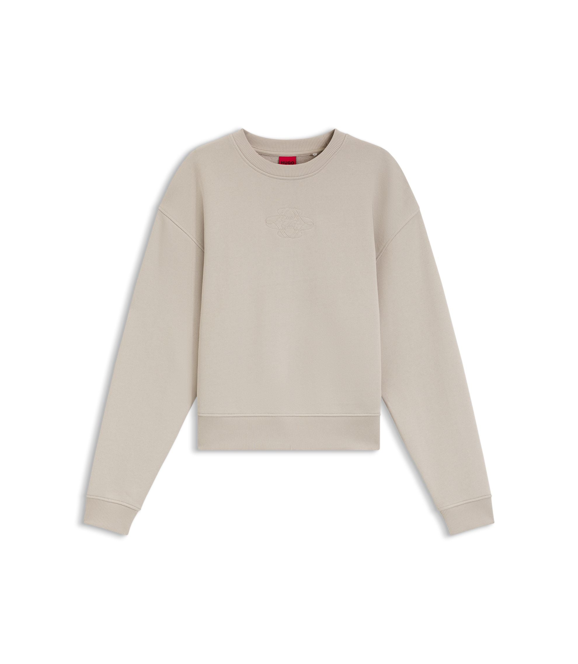 Hugo Resort Script Logo Sweatshirt In Cotton Light Grey Women's