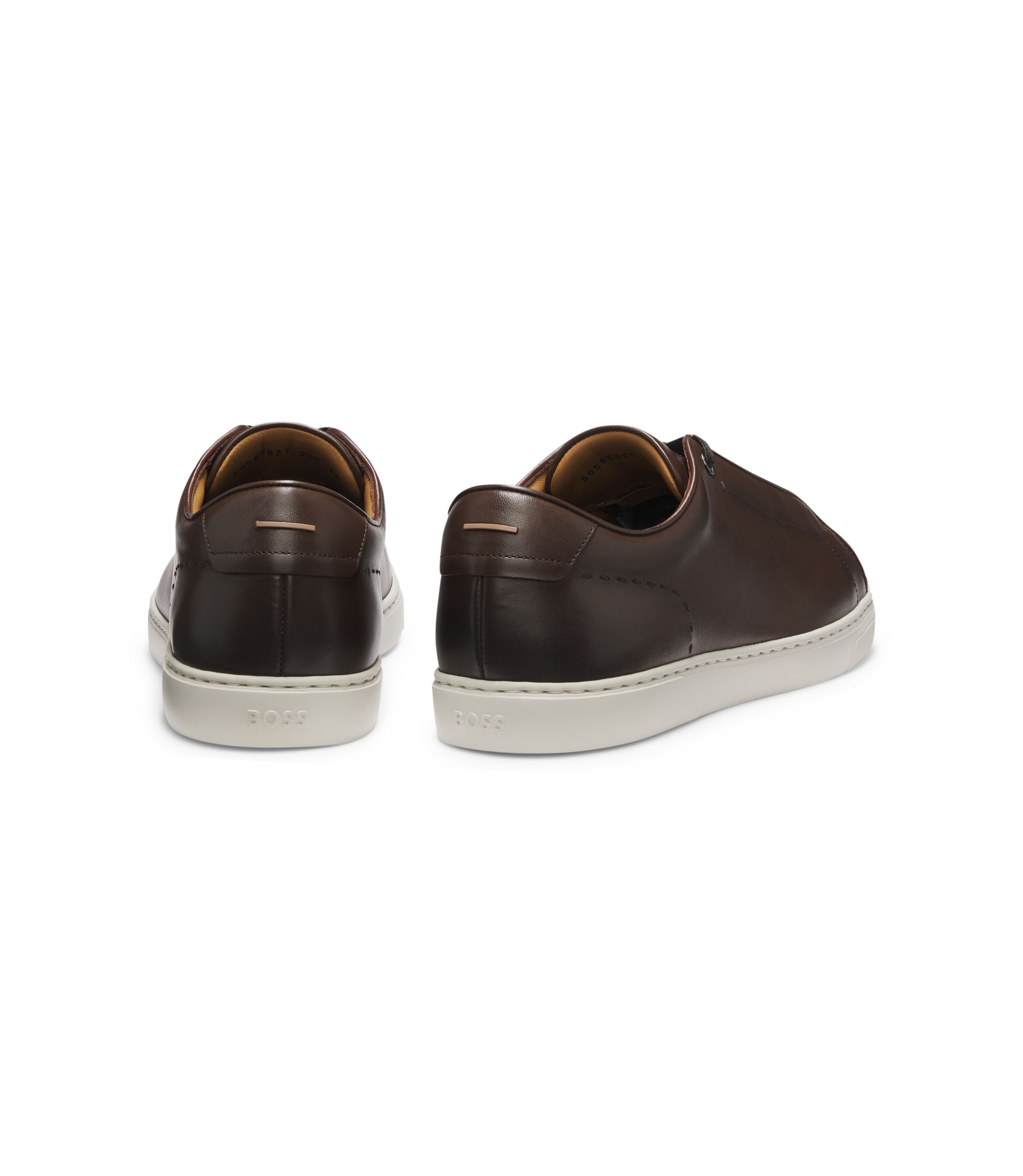 Boss Gary Sneakers In Brushed Leather Dark Brown Dark Brown