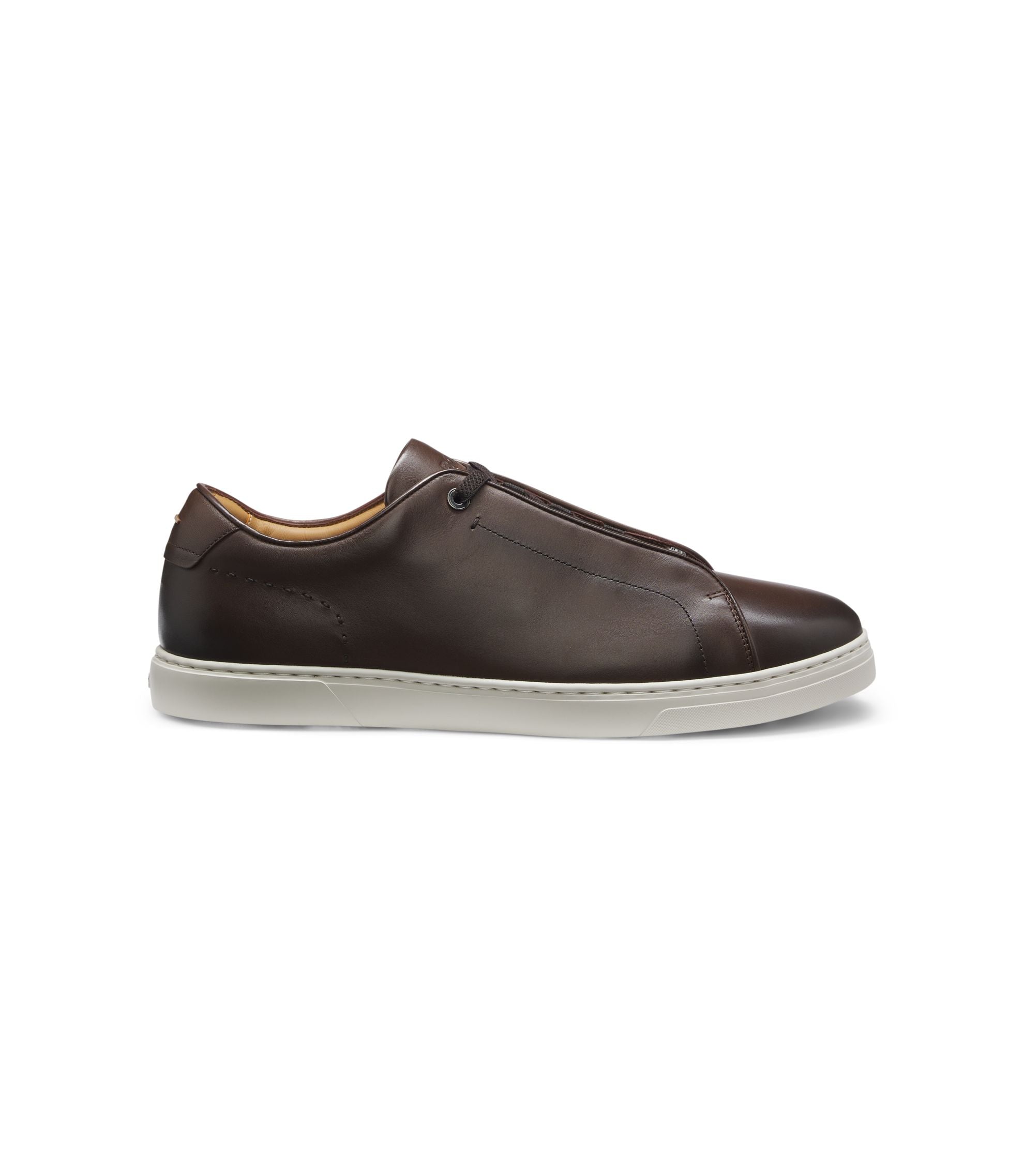 Boss Gary Sneakers In Brushed Leather Dark Brown Dark Brown