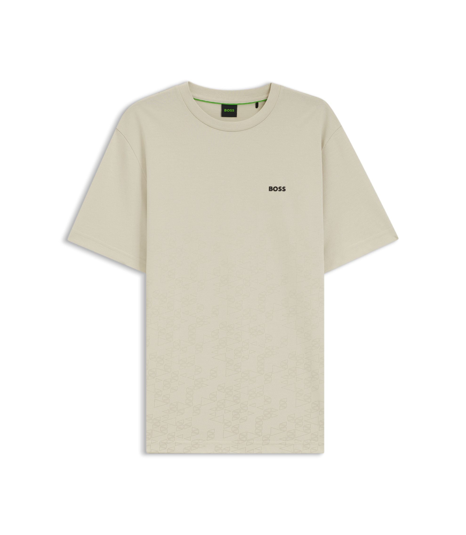 Boss Cotton Piqu T Shirt With All Over Print Light Beige